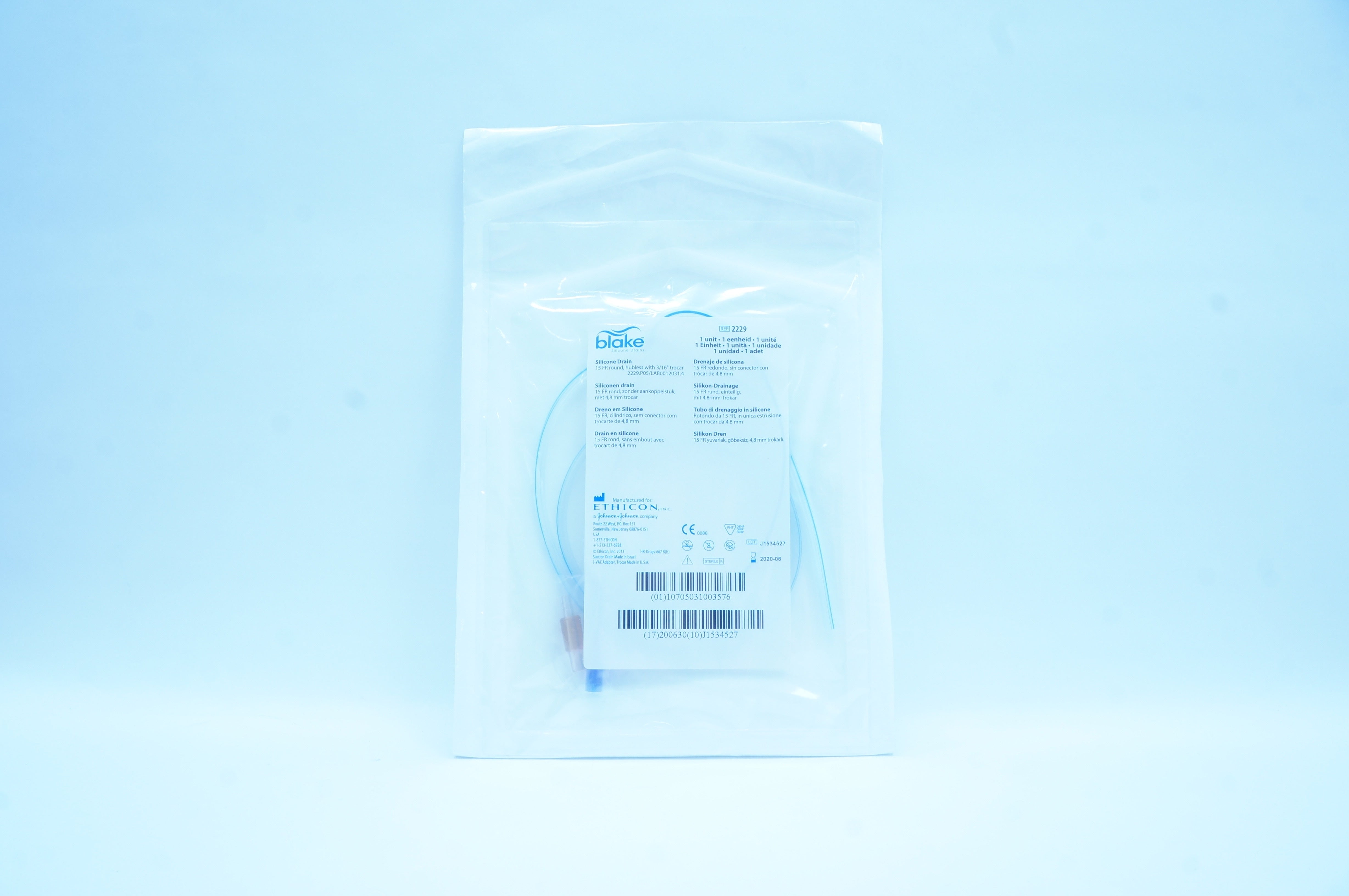 Ethicon 2229 Blake Round Hubless Silicone Drains, 15 Fr. (x)