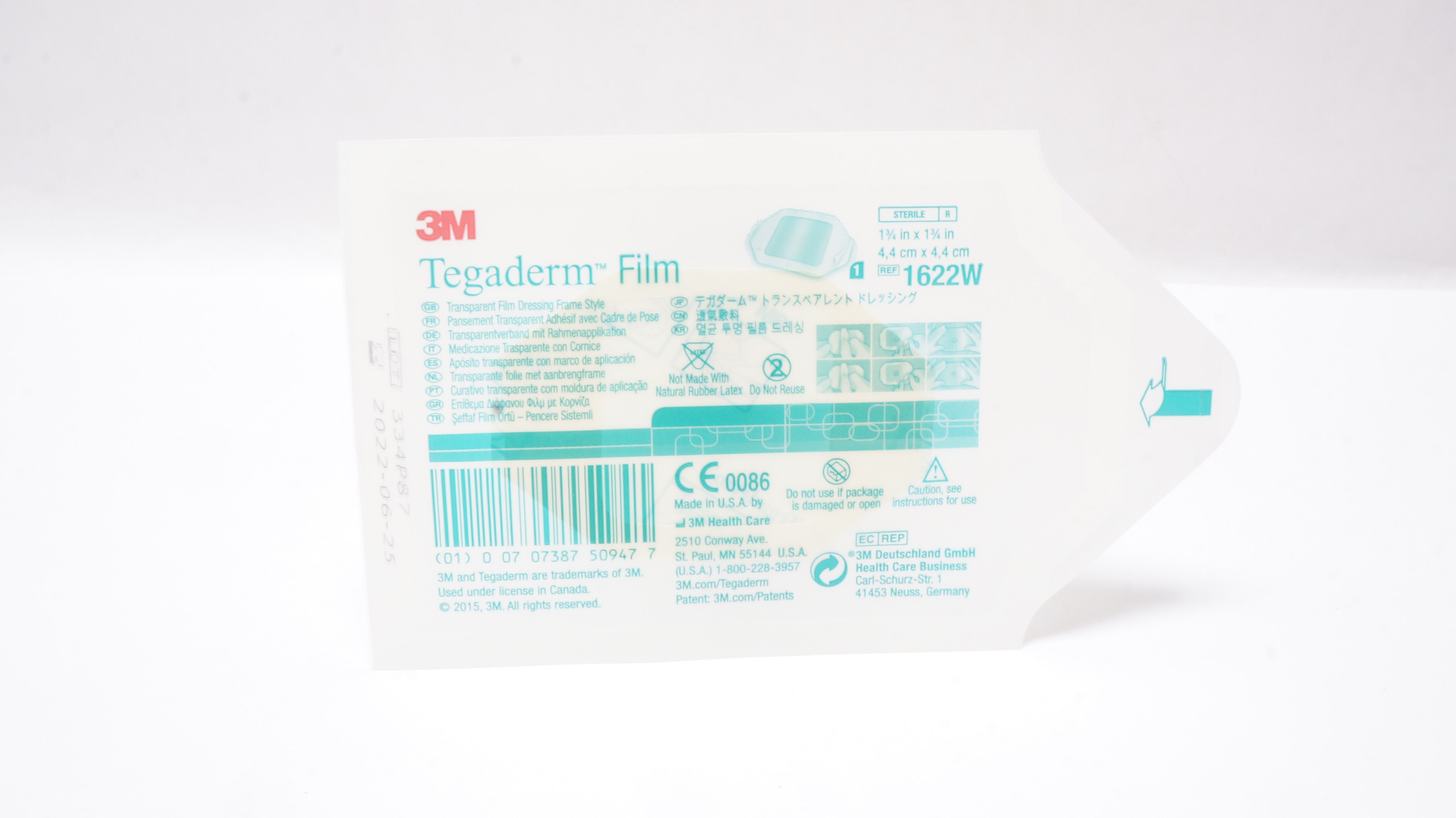 3M 1622W Tegaderm Film Transparent Film Dressing Frame Style 1-3/4 x 1-3/4in (x)