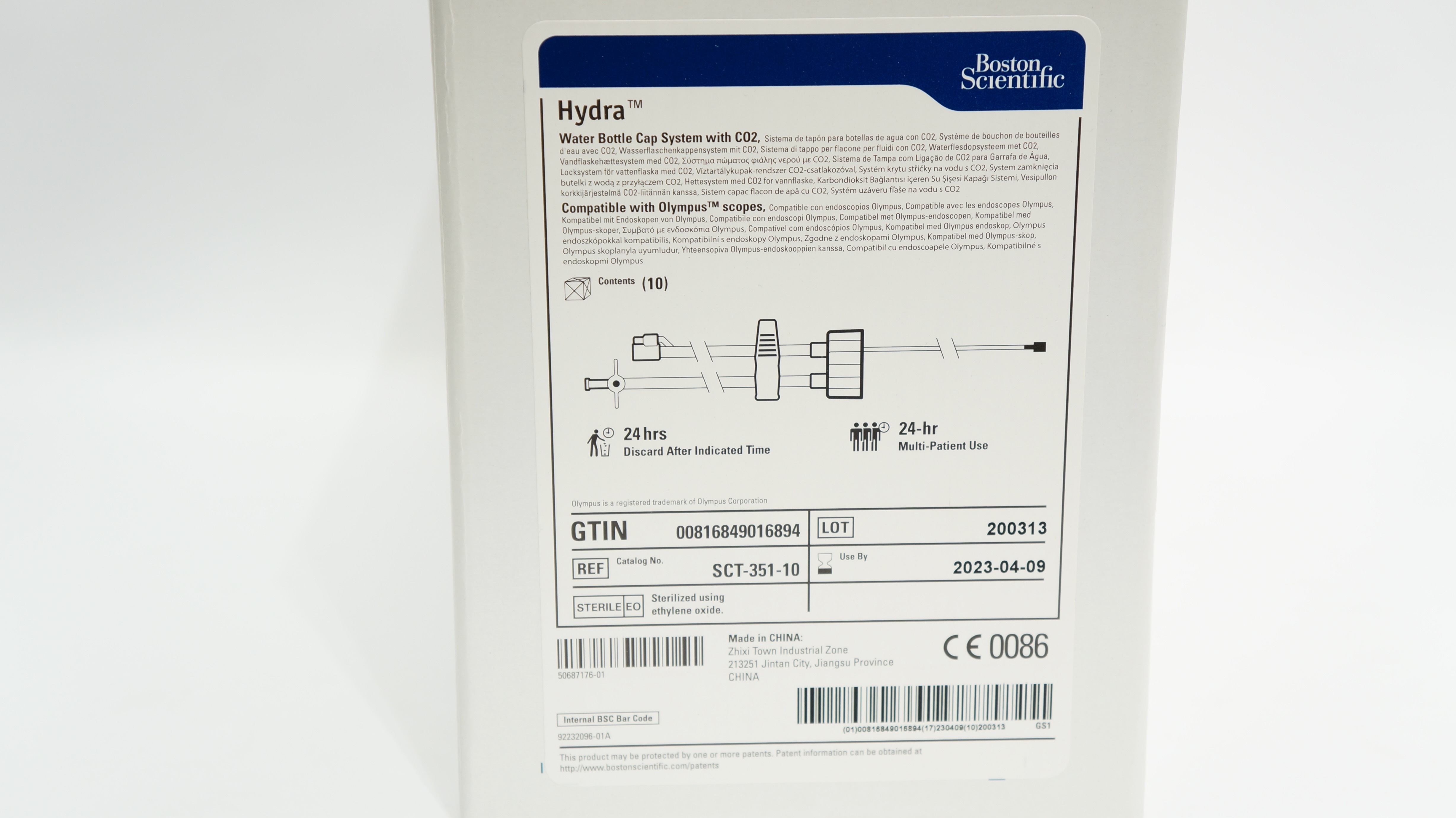 Boston Scientific SCT-351-10 Hydra Water Bottle Cap System (x) - Box of 10