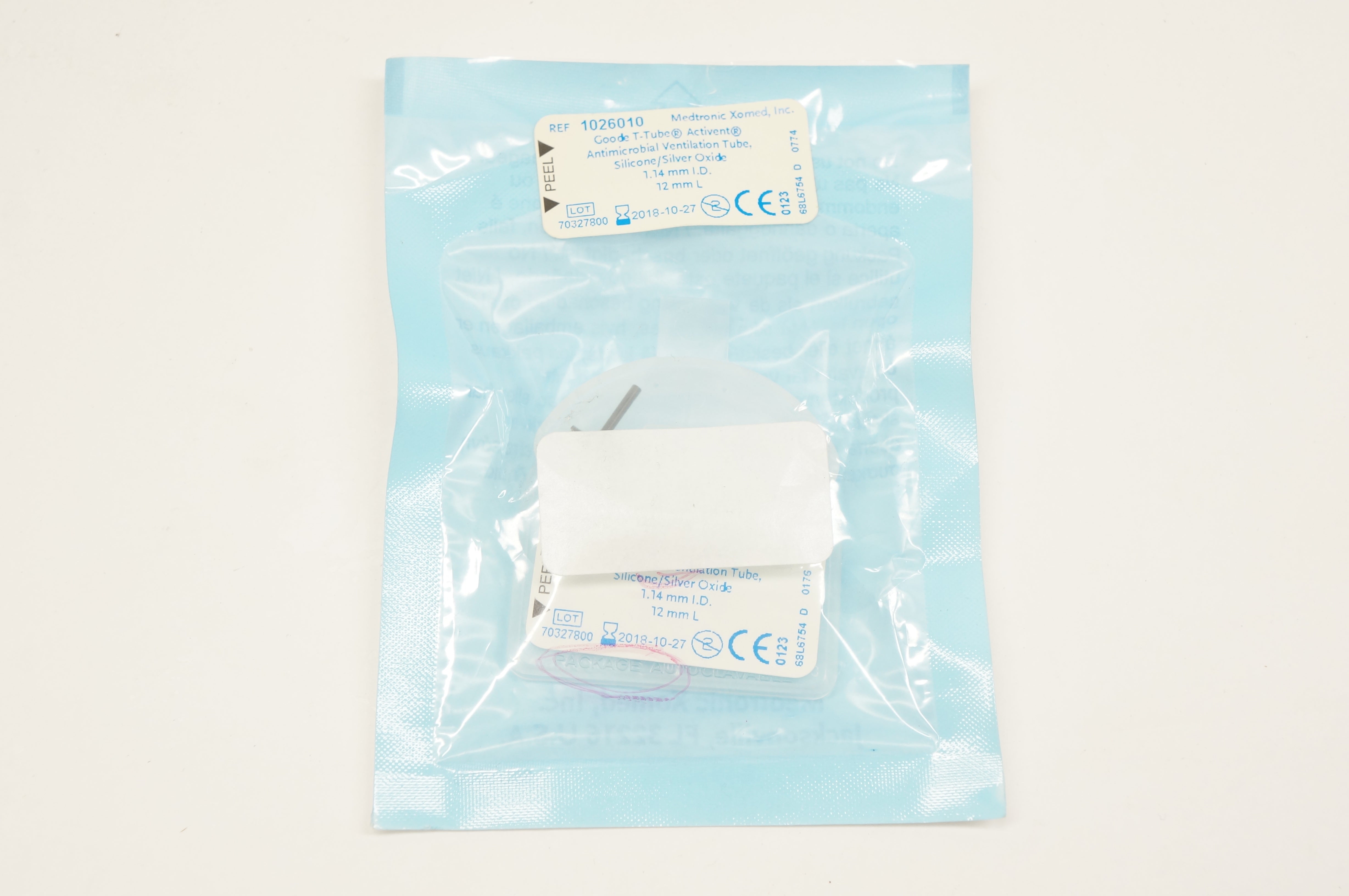 Medtronic 1026010 Goode T-Tube Activent Antimicrobial Ventilation Tube 1.14mm(x)