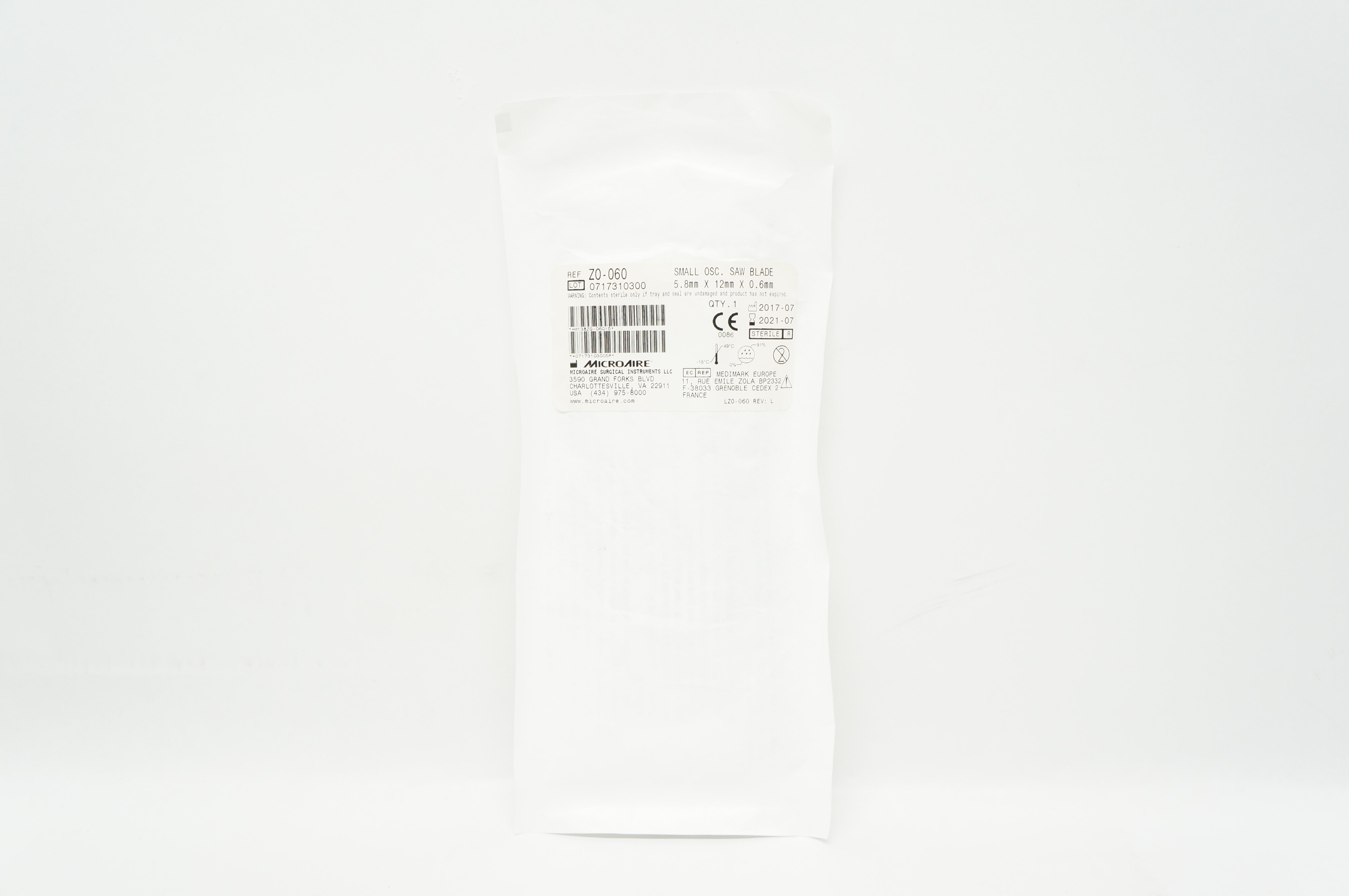 Microaire ZO-060 Small OSC. Saw Blade 5.8mm x 12mm x 0.6mm (x)