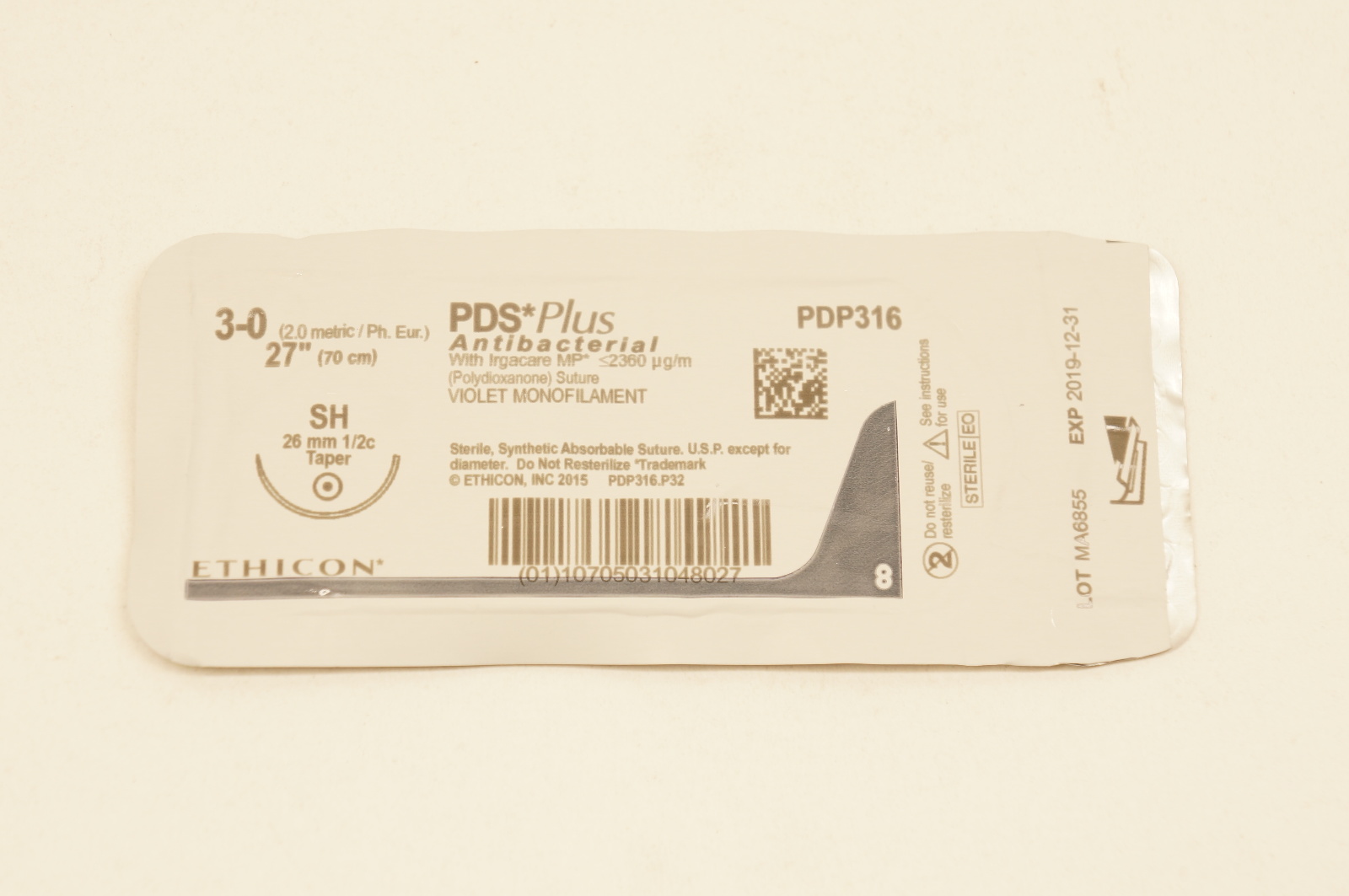 Ethicon PDP316 3-0 PDS Plus, SH, 26mm 1/2c Taper, 27inch (x)