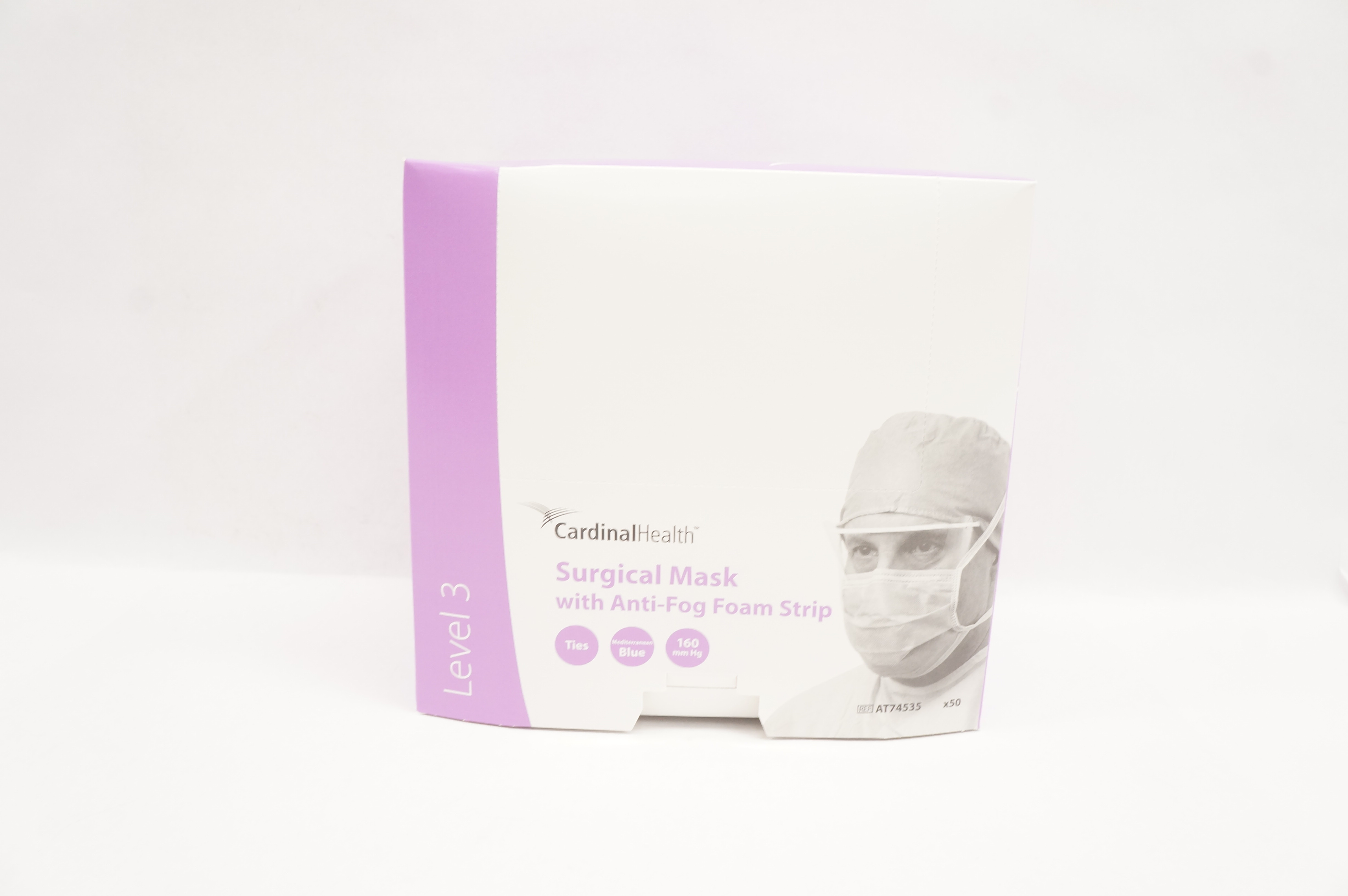 Cardinal Health AT74535 Surgical Mask W/Anti-fog Foam Strip Level 3 - Box of 50