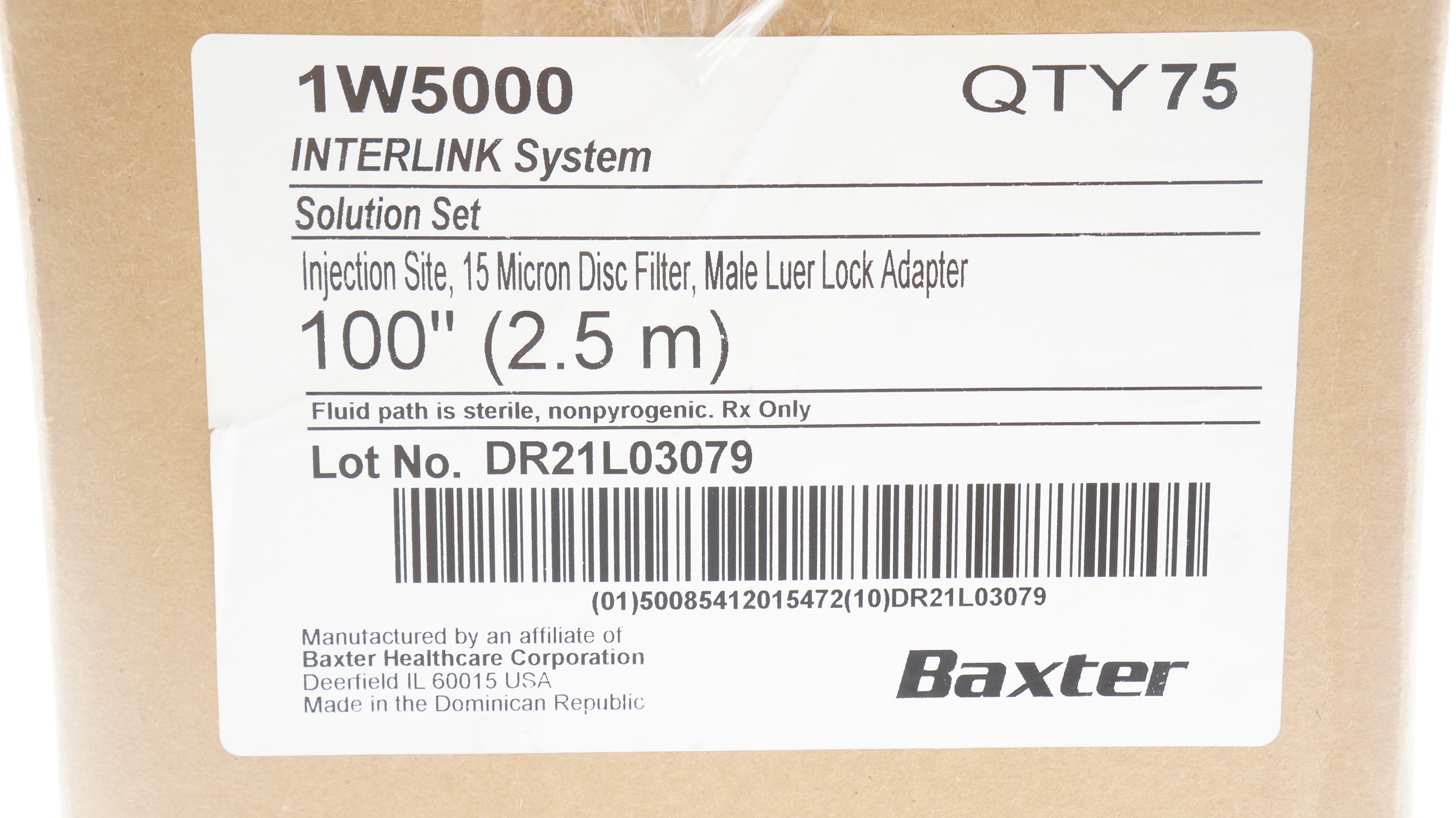 Baxter 1W5000 Interlink System Solution Set 100inch - Case of 75