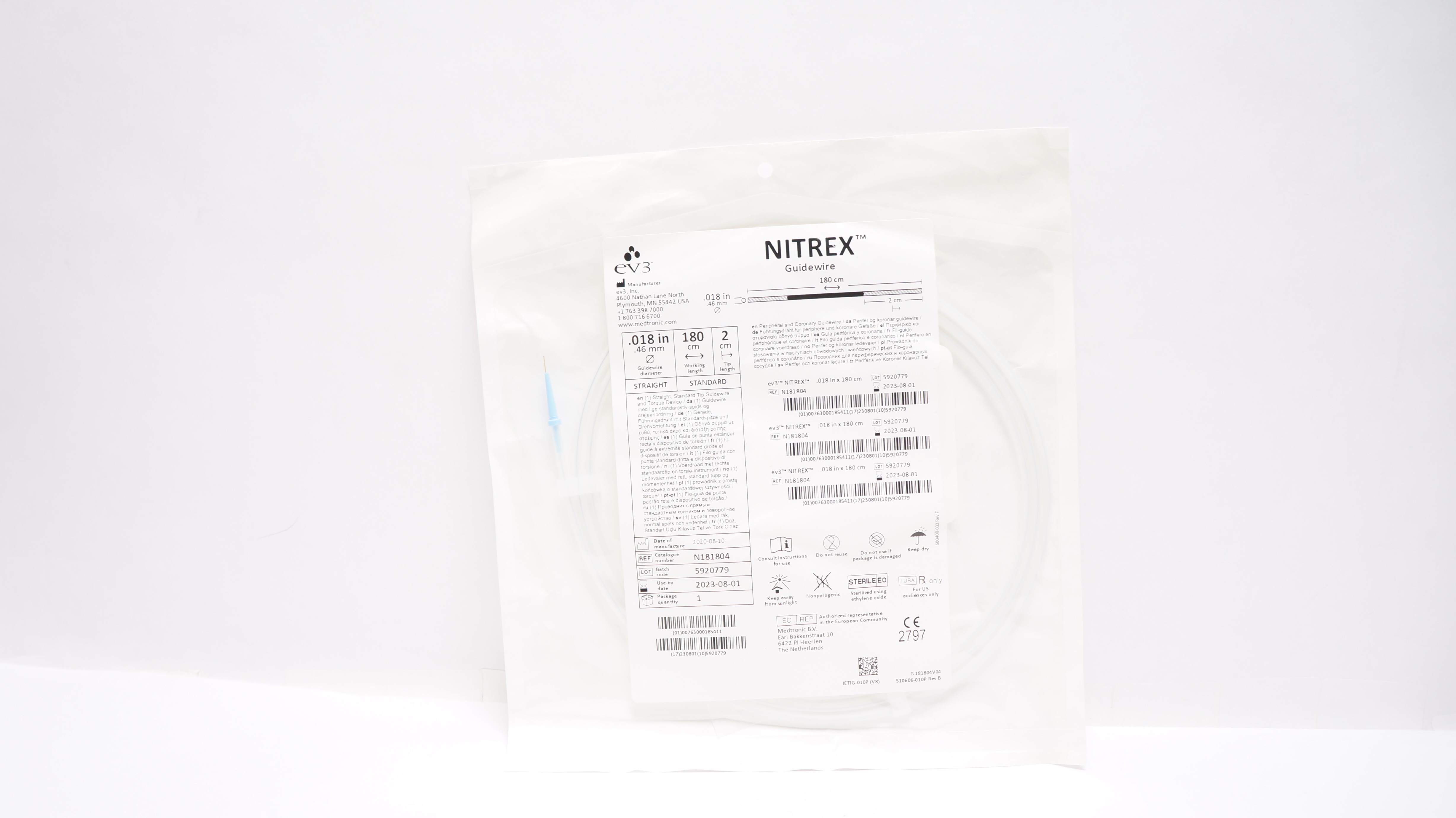 Ev3 N181804 Nitrex Guidewire 0.018inch x 180cm, Straight (x)