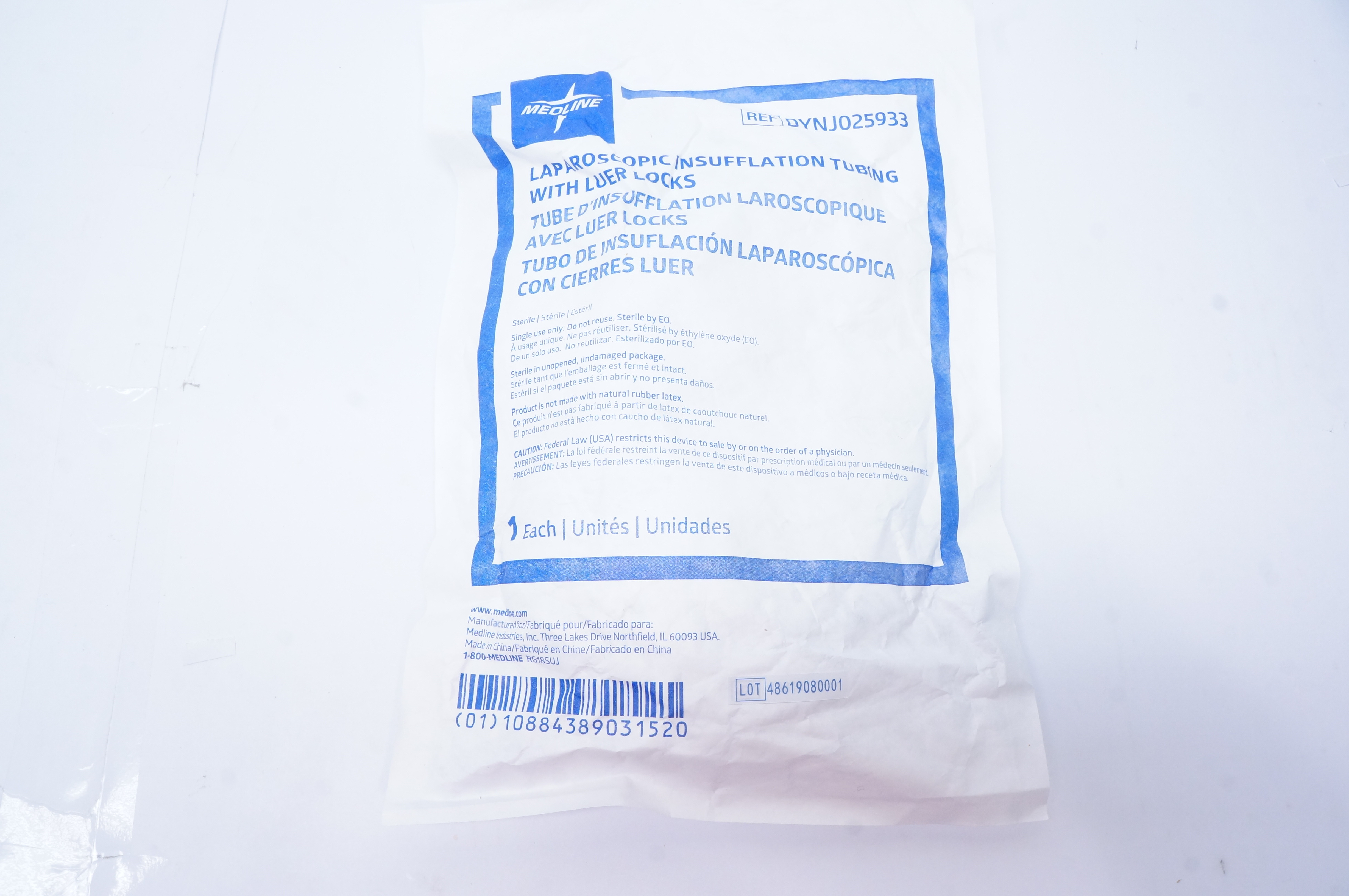 Medline DYNJ025933 Laparoscopic Insufflation Tubing With Luer Locks