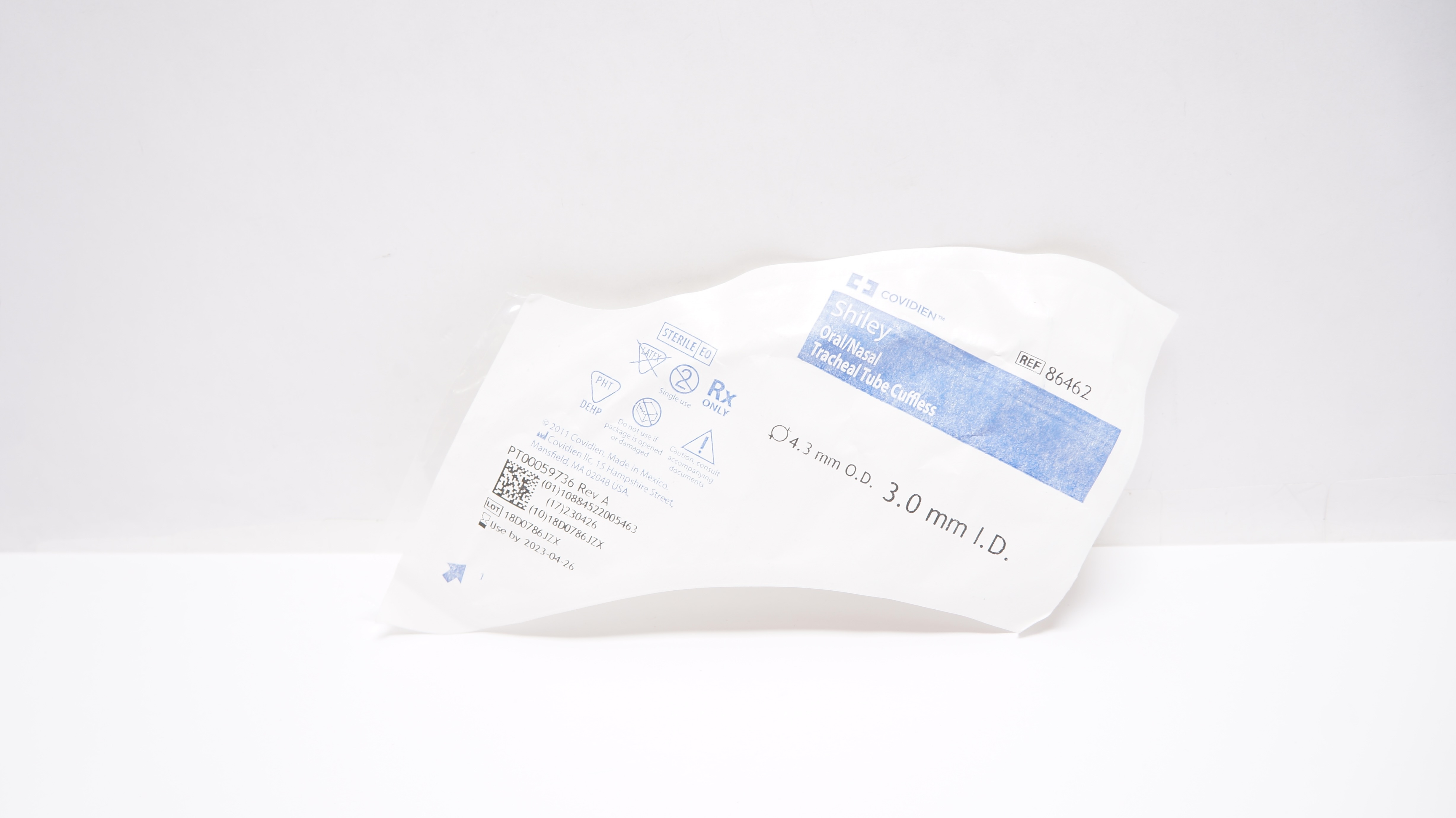 Covidien 86462 Shiley Oral/Nasal Tracheal Tube Cuffless 3.0mm ID x 4.3mm OD (x)