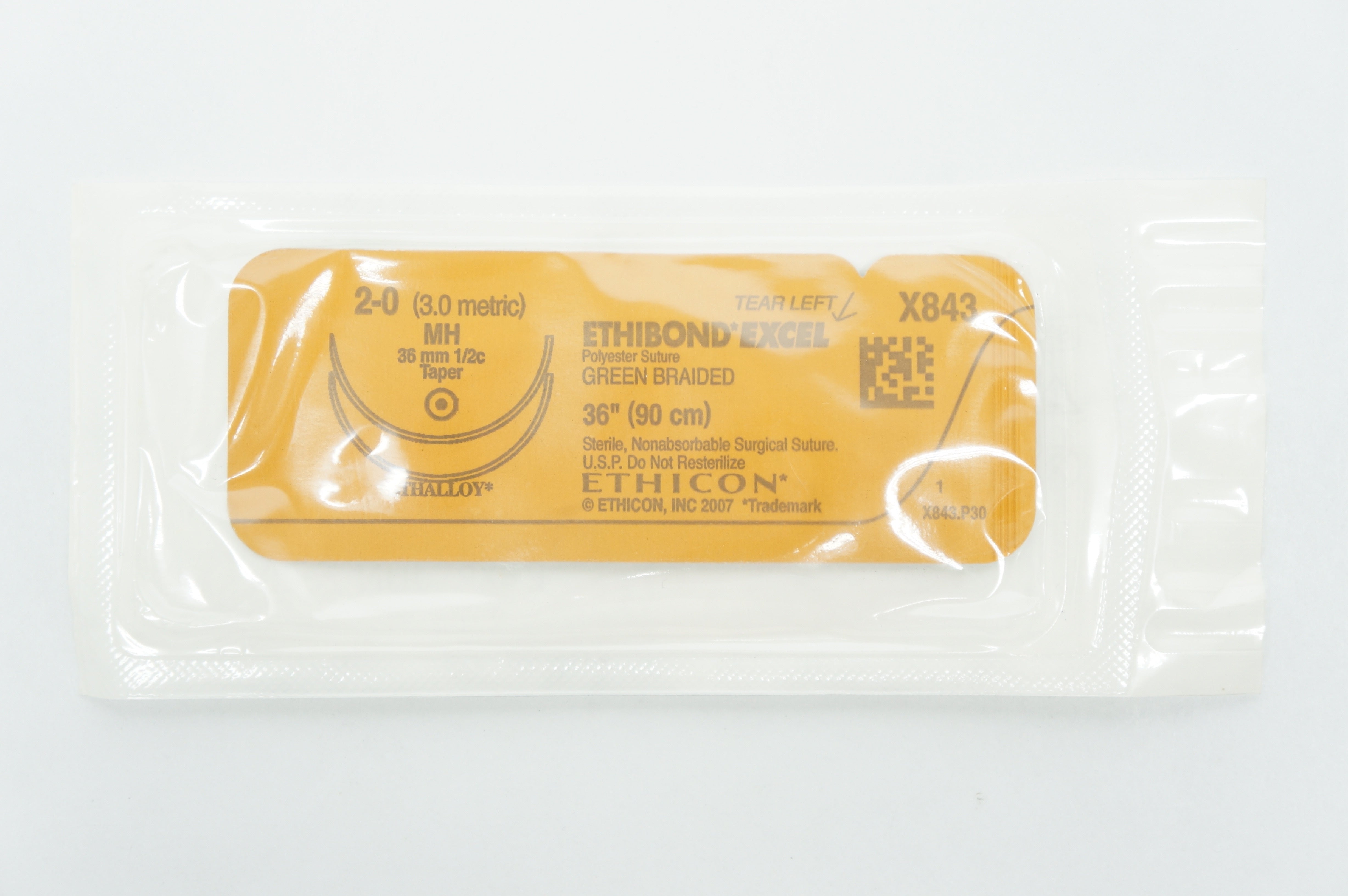 Ethicon X843 Green Braided Nonabsorbable Polyester Stre. 2-0, 36in., Taper (x)