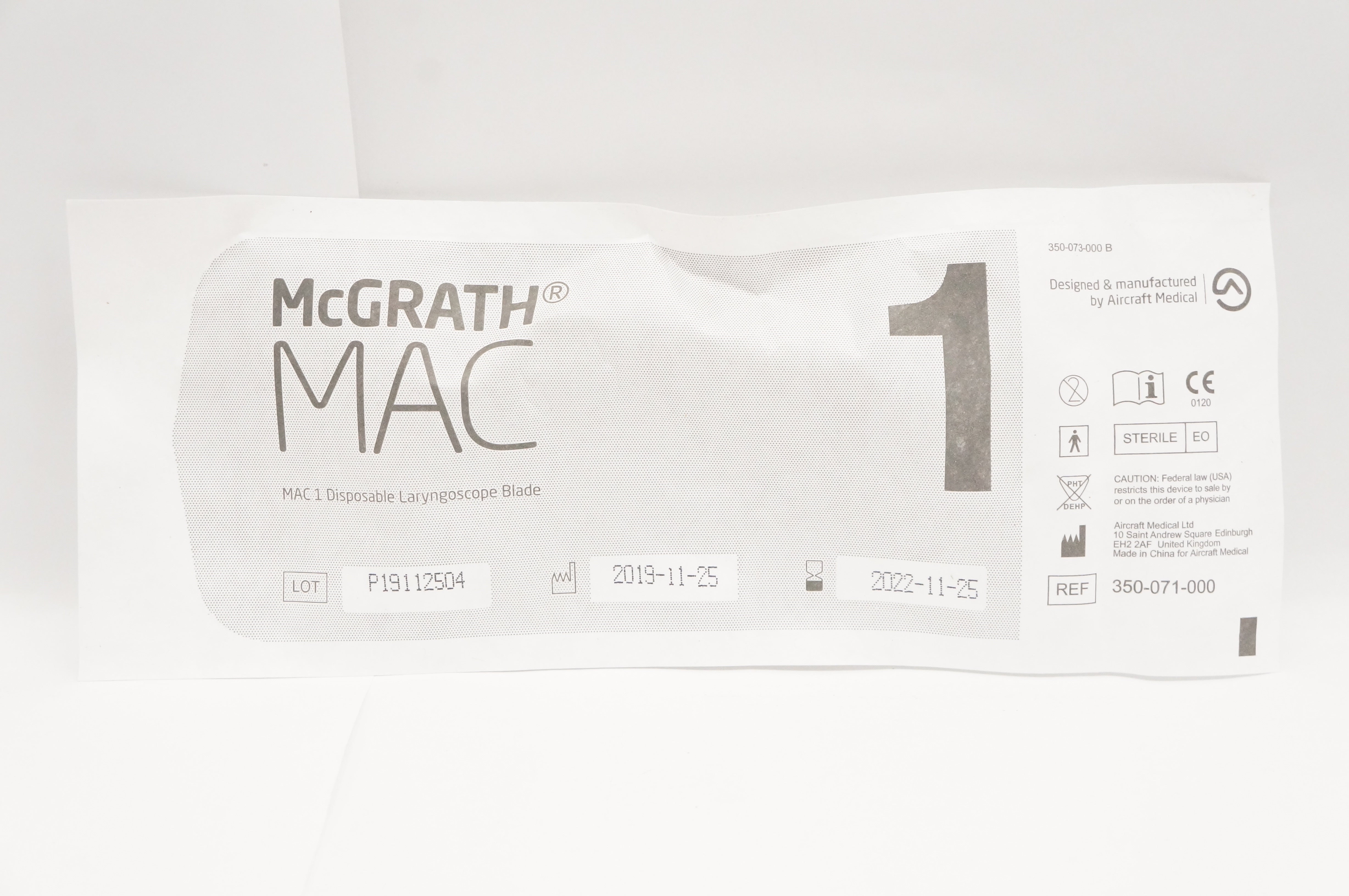 Aircraft Medical 350-071-000 McGRATH MAC 1 Disposable Laryngoscope Blade