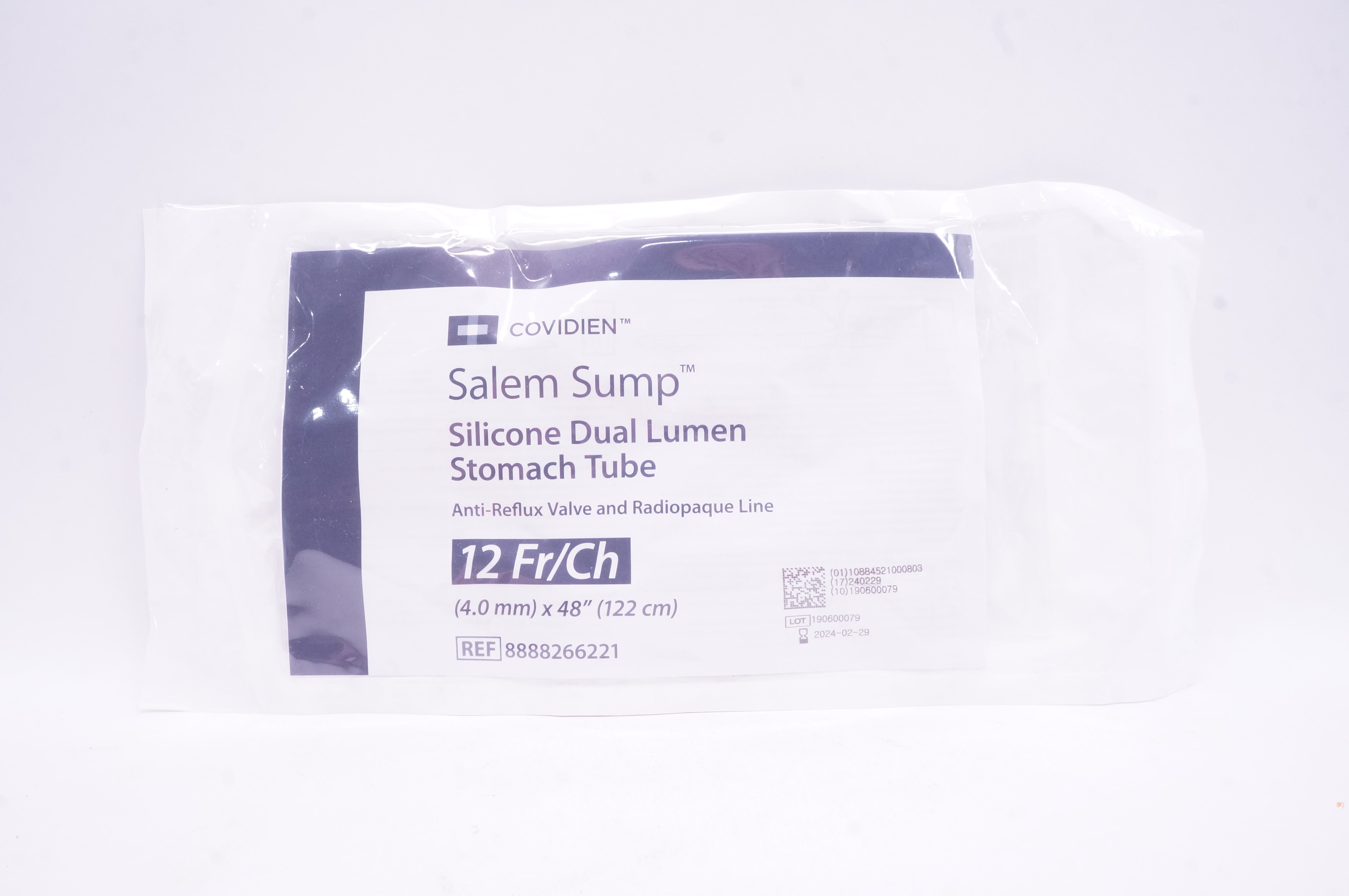 Covidien 8888266221 Salem Sump Silic Dual Lumen Stom 12Fr x 48 inch