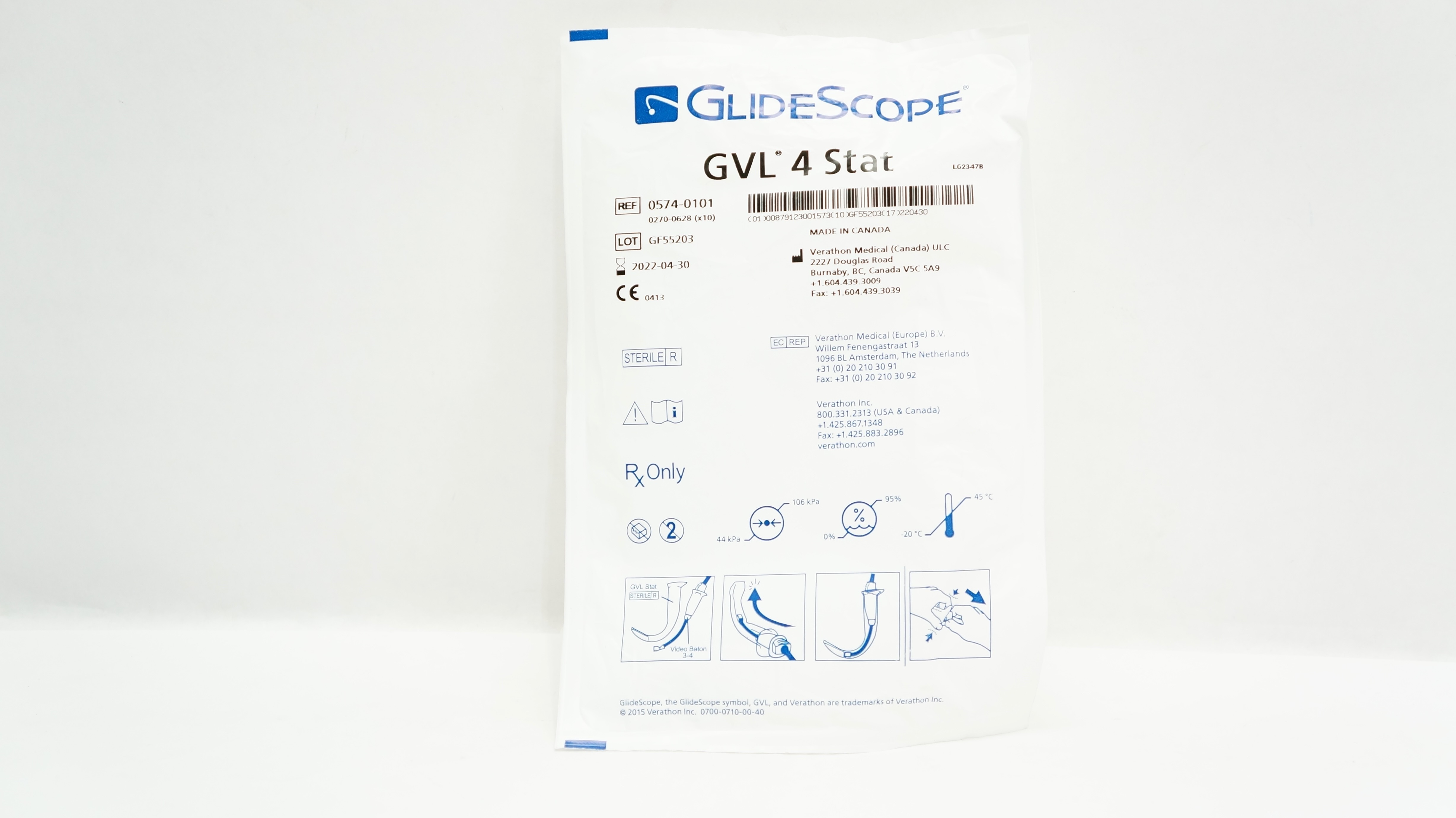 Verathon Medical 0574-0101 GlideScope Video Laryngoscope GVL 4 Stat (x)