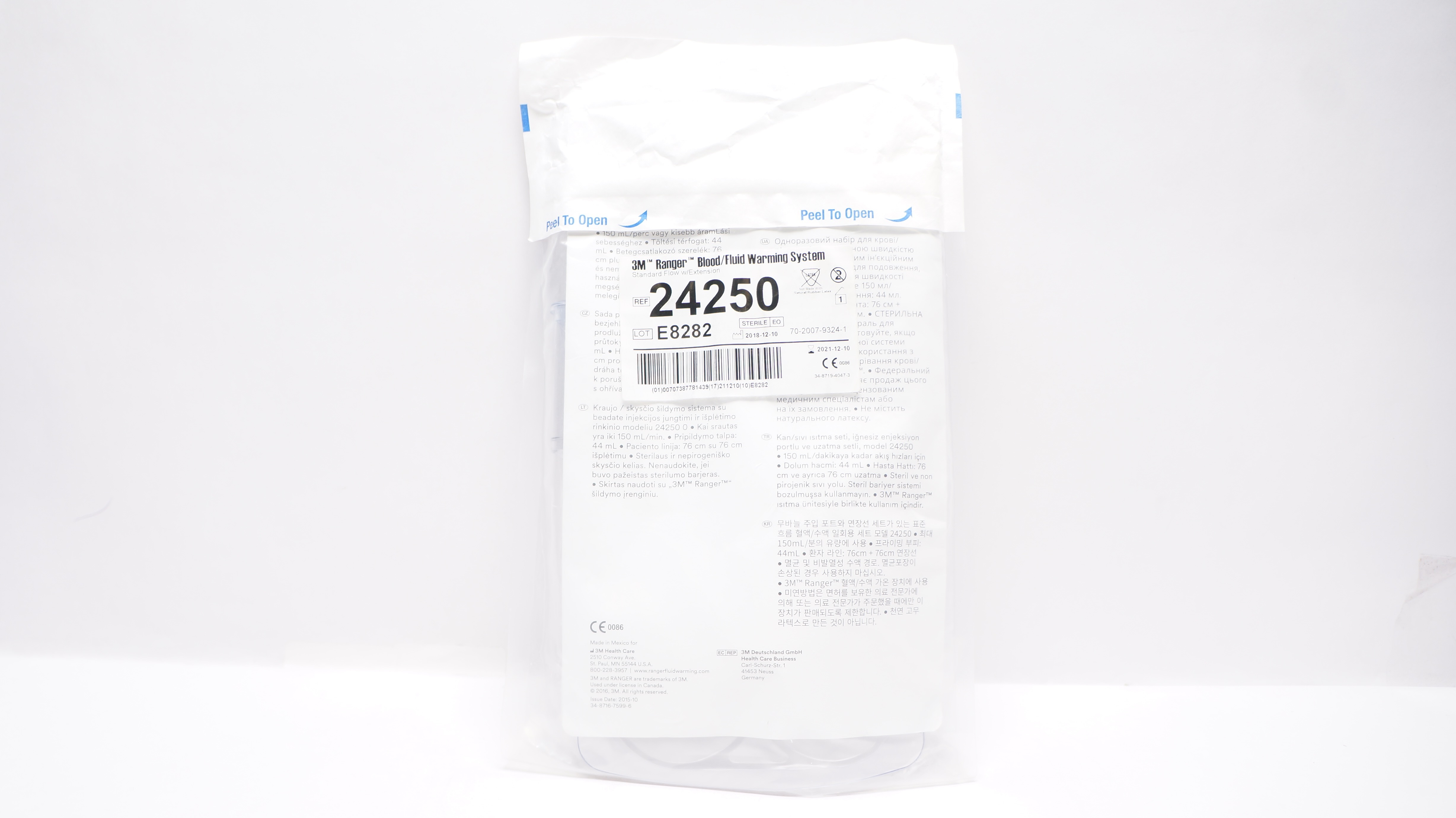 3M 24250 Ranger Standard Flow Blood/Fluid Warming Set with Extension (x)