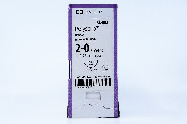 Covidien CL-883 2-0 Polysorb, GS-22, 27mm 1/2c, 30inch ~ Pack of 36 (x)