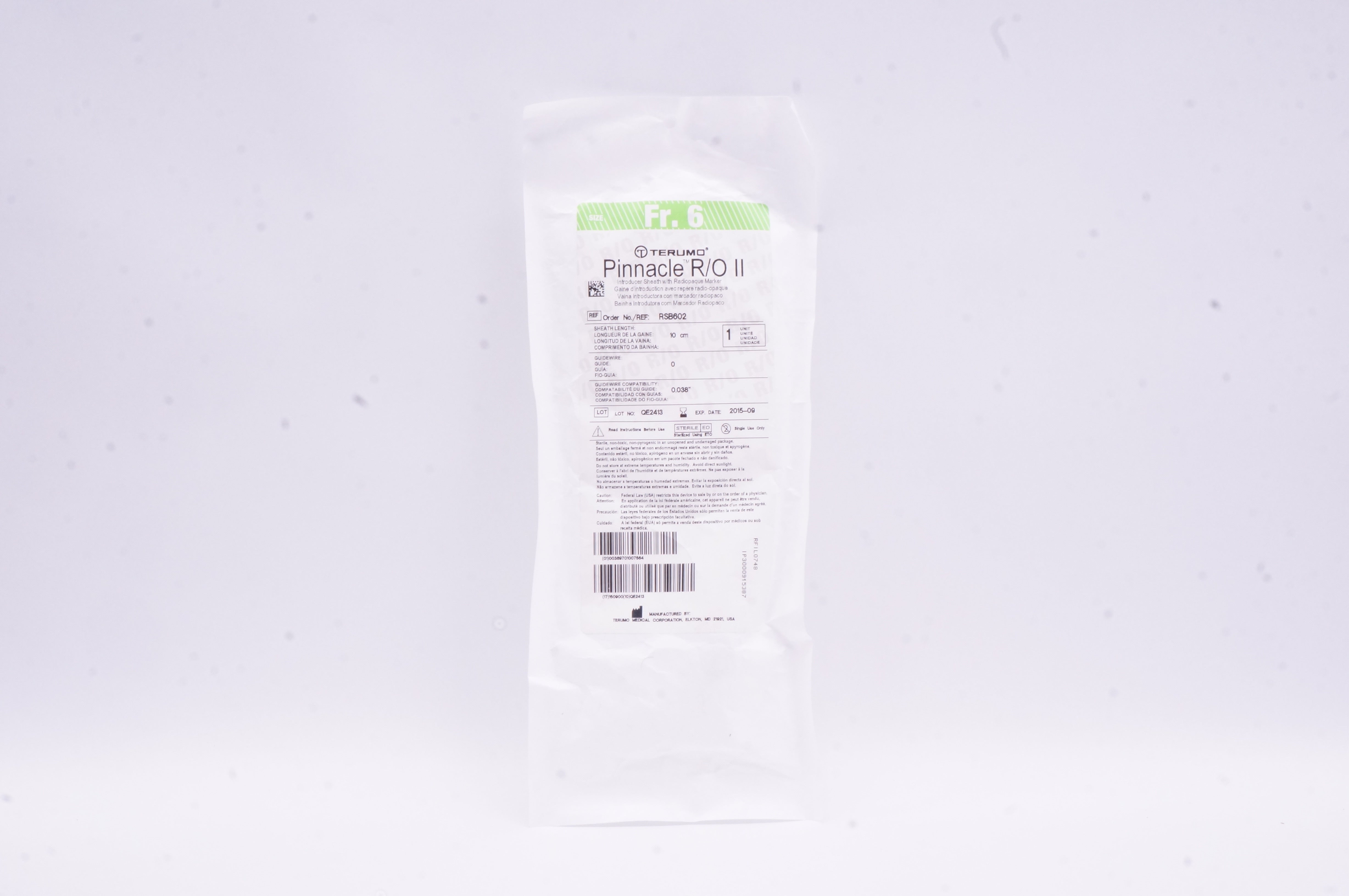 Terumo RSB602 Pinnacle R/O II Introducer Sheath W/Radiopaque Marker (x)