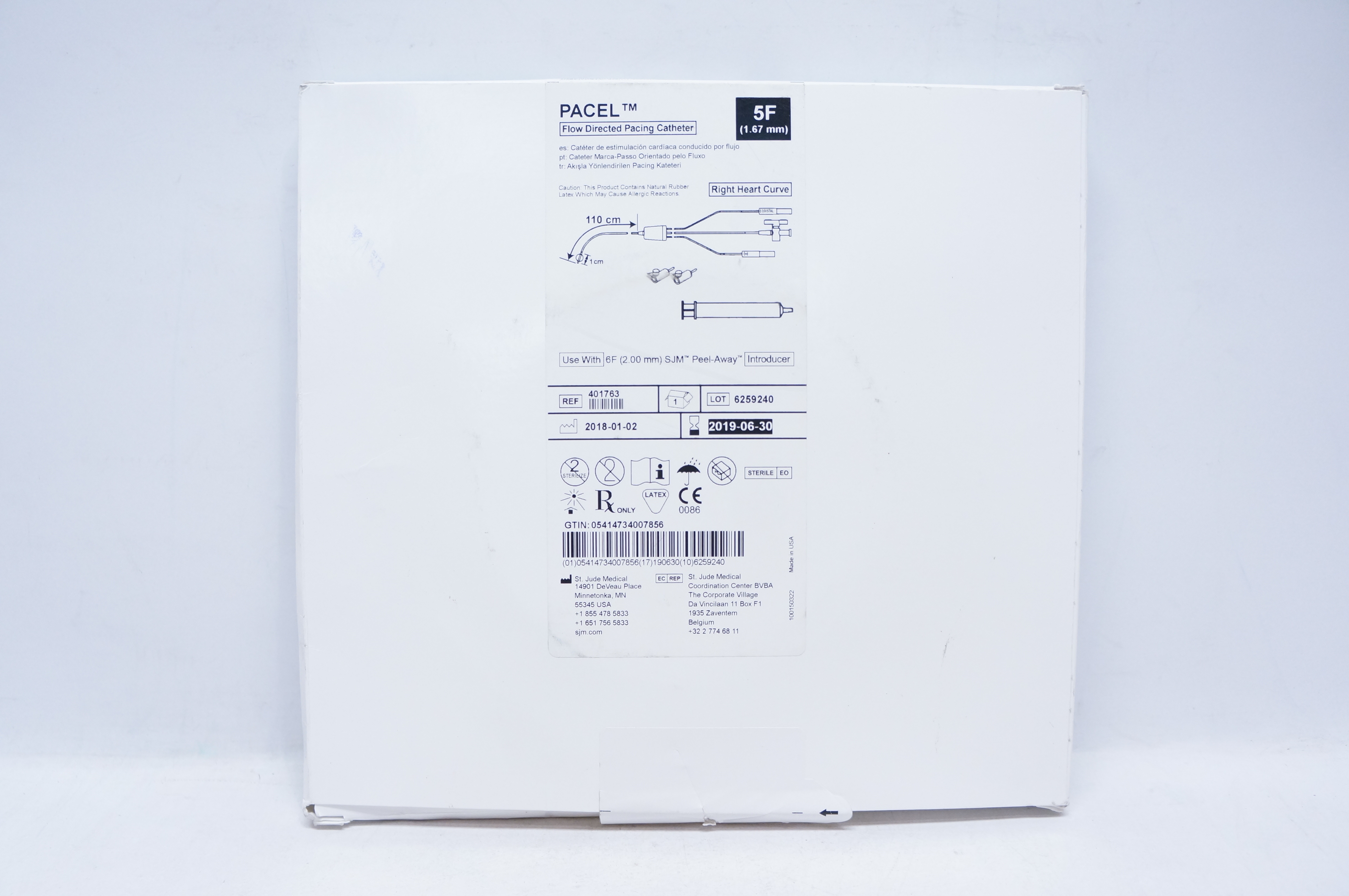 St. Jude Medical 401763 PACEL Flow Directed Pacing Cath. 5F (x)