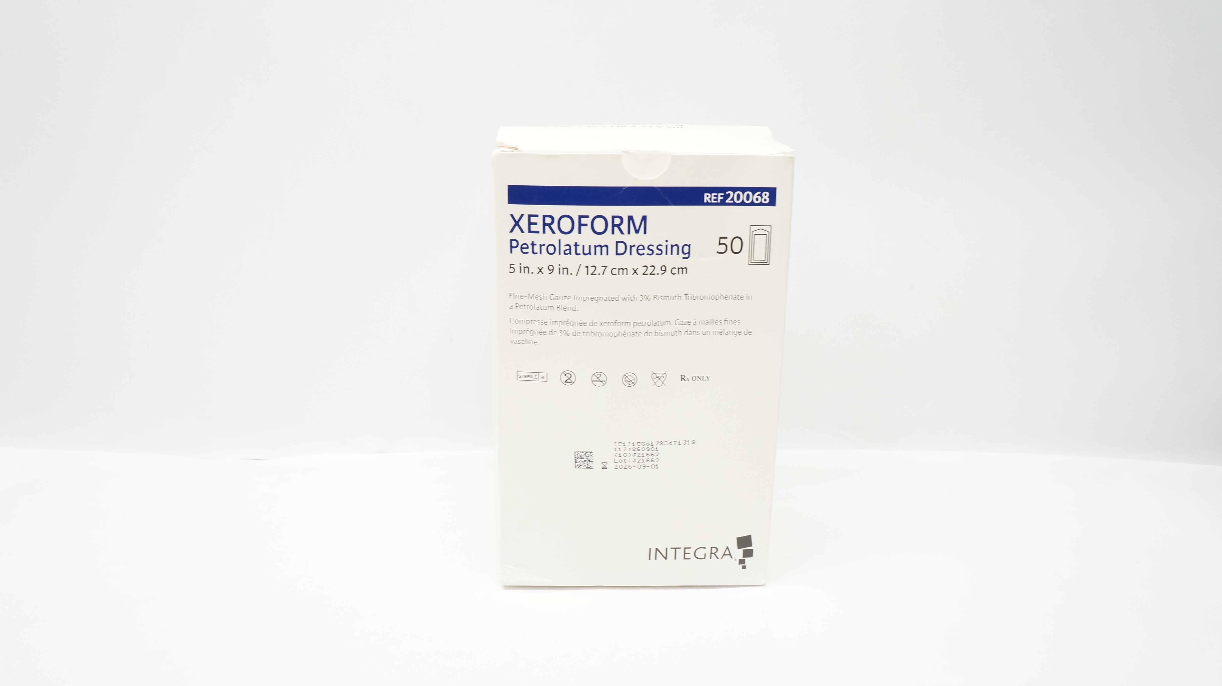 Integra 20068 XEROFORM Petrolatum Dressing 5in x 9in - Box of 50