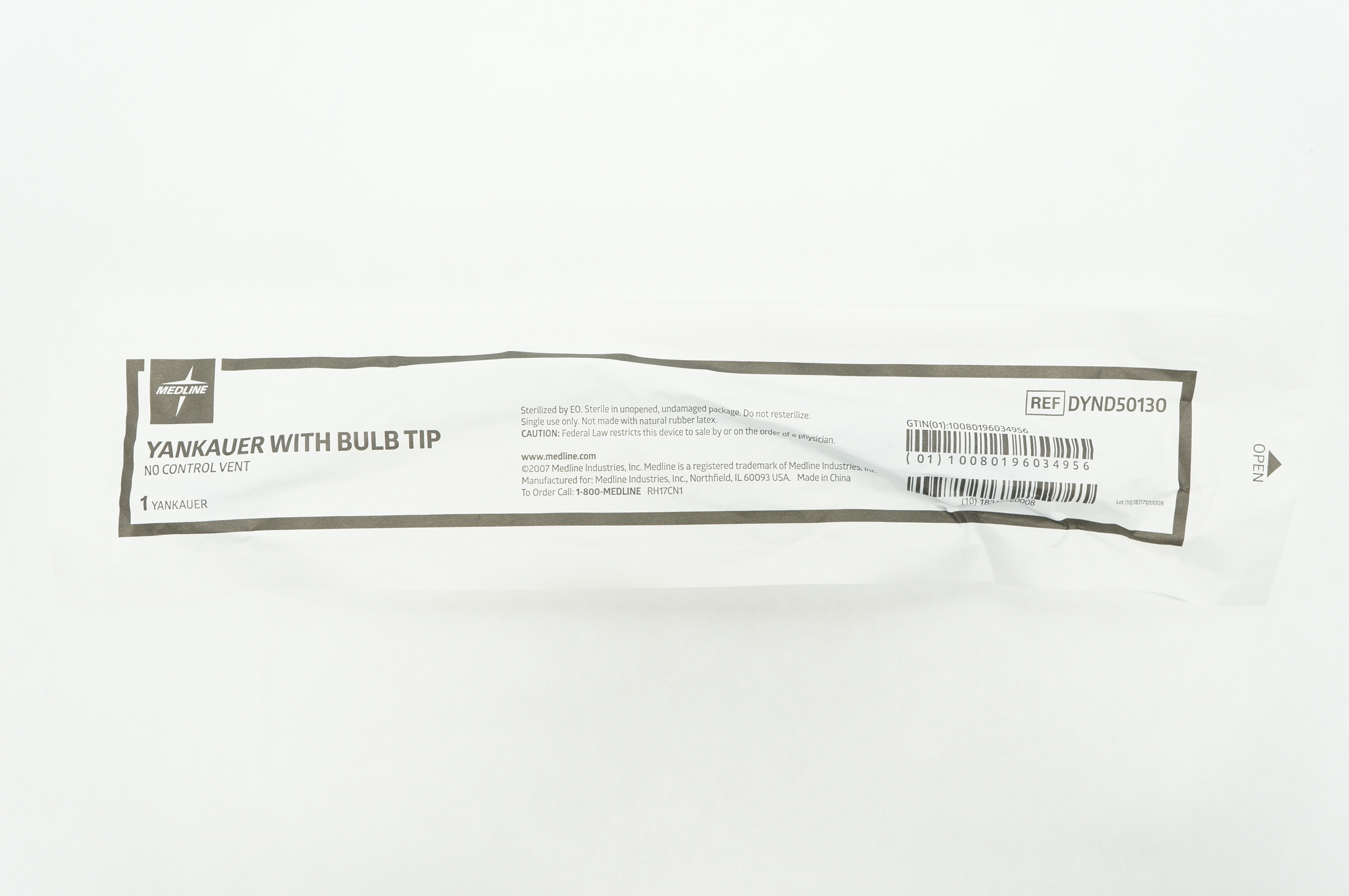 Medline DYND50130 Yankauer With Bulb Tip, No Control Vent