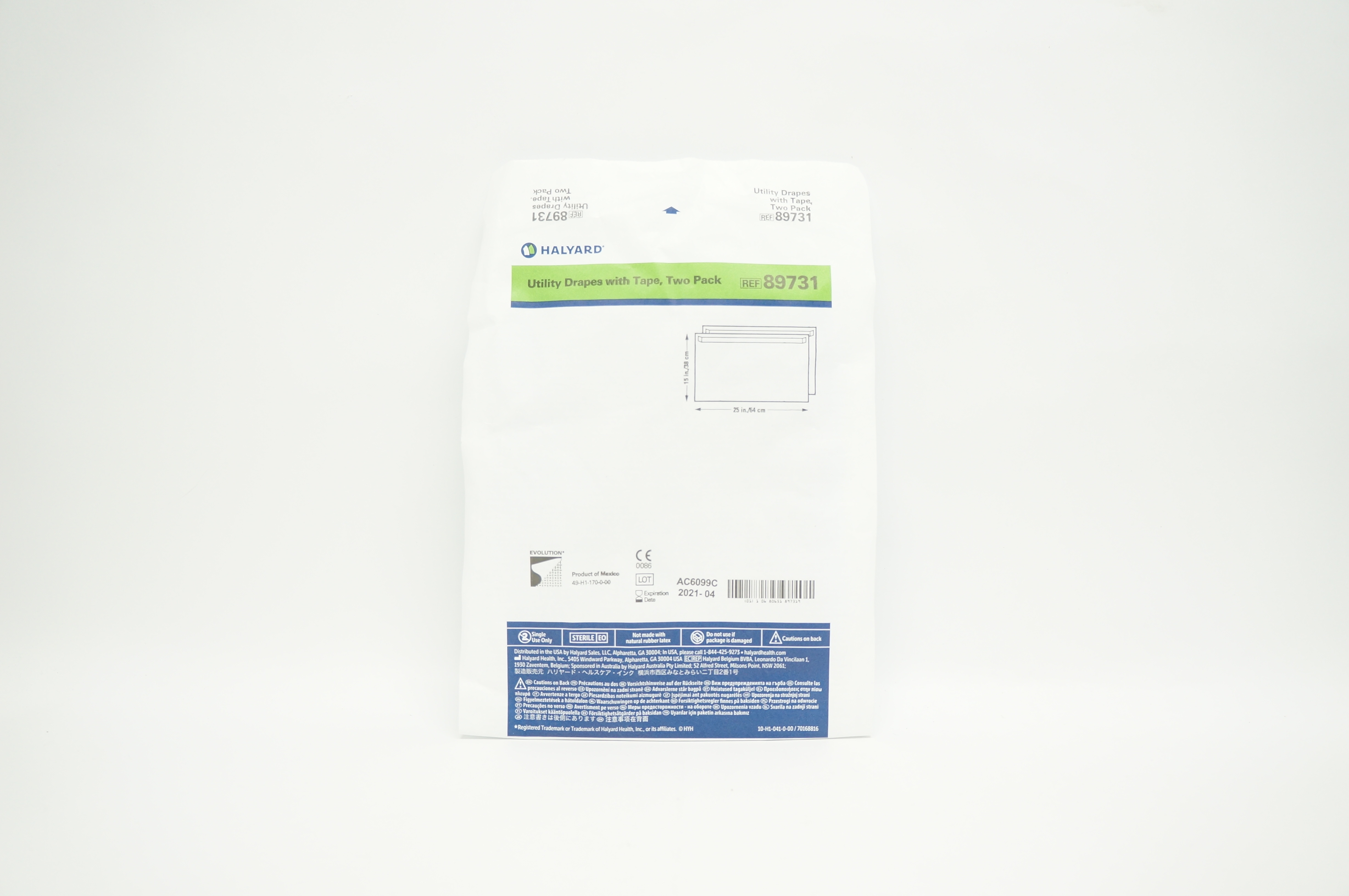 Halyard 89731 Utility Drapes with Tape, Two Pack 15 inch x 25 inch (x)