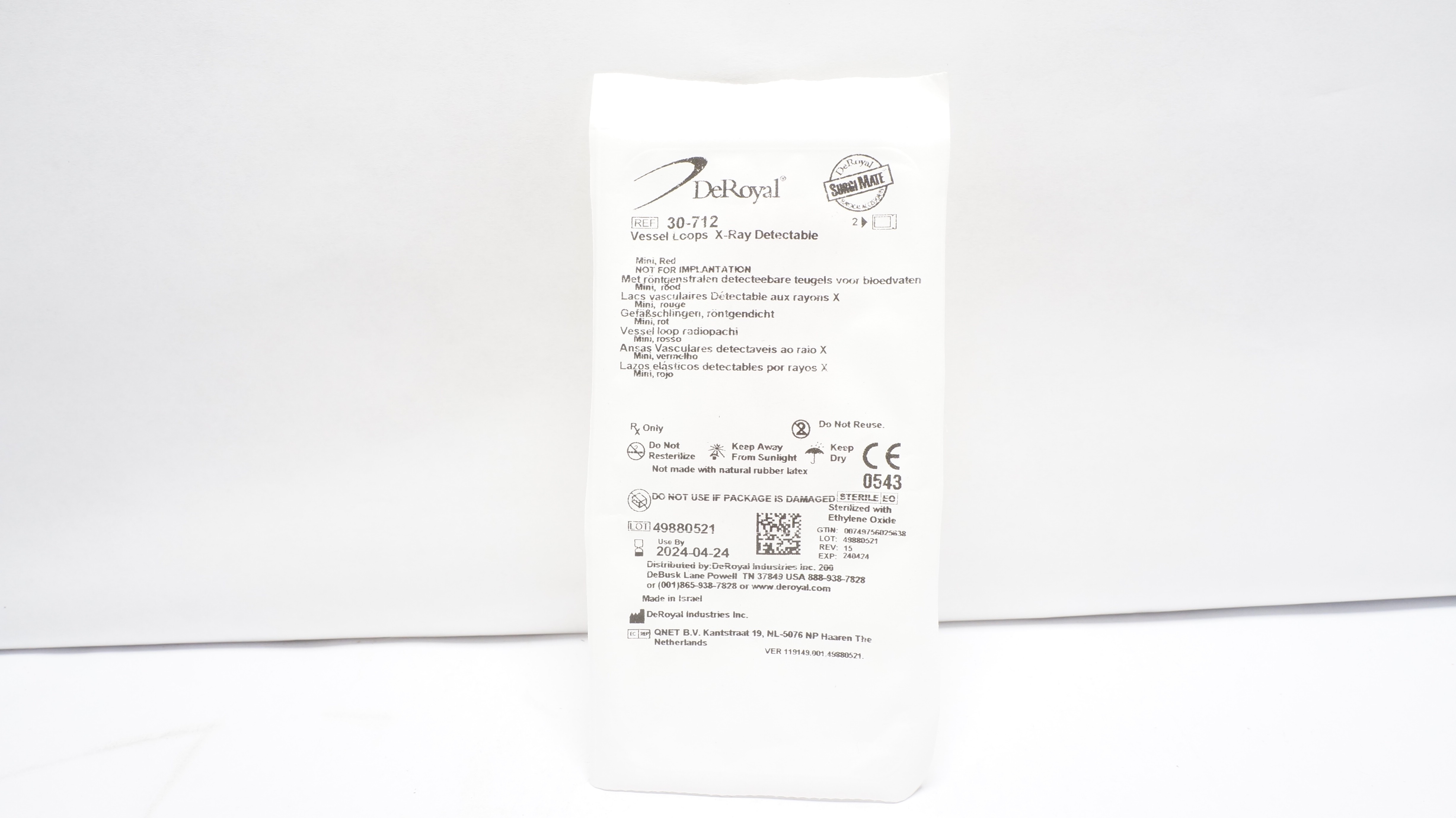 DeRoyal 30-712 Vessel Loops X-Ray Detectable Mini Red (x) - Pack of 2