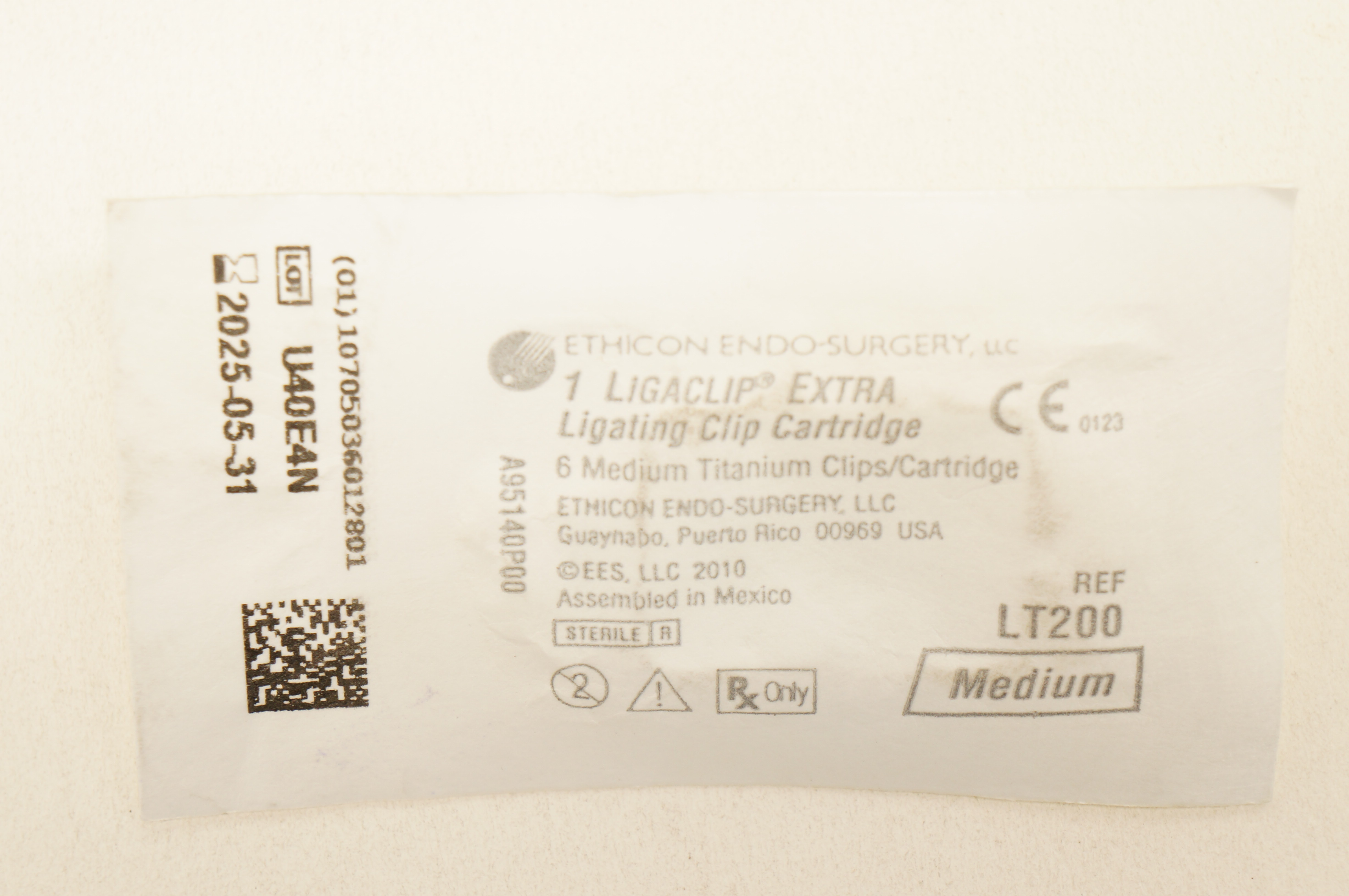 Ethicon LT200 1 Ligaclip Extra Ligating Clip Cartridge 6 Medium Titanium Clips