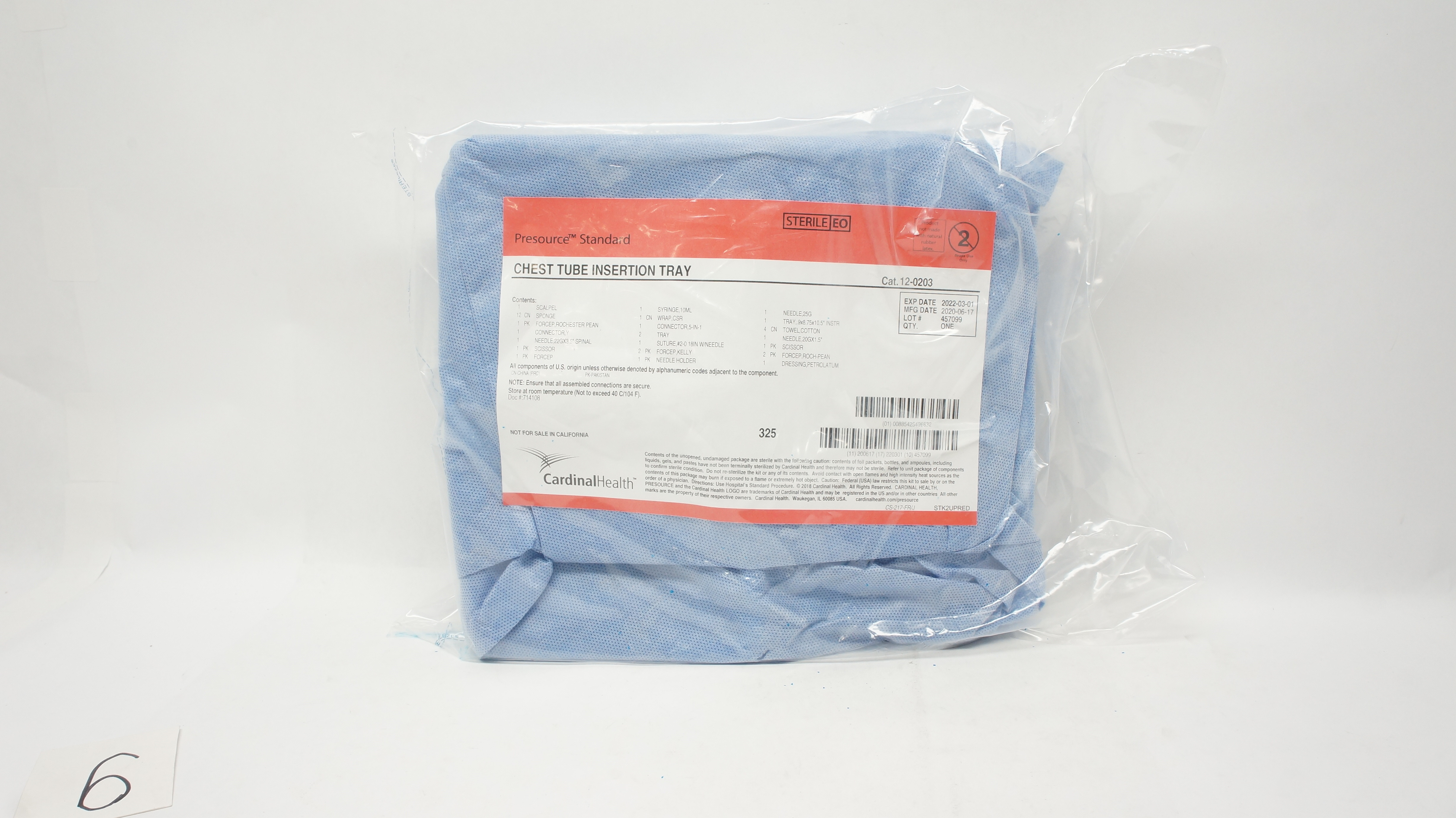 Cardinal Health 12-0203 Presource Standard Chest Tube Insertion Tray (x)
