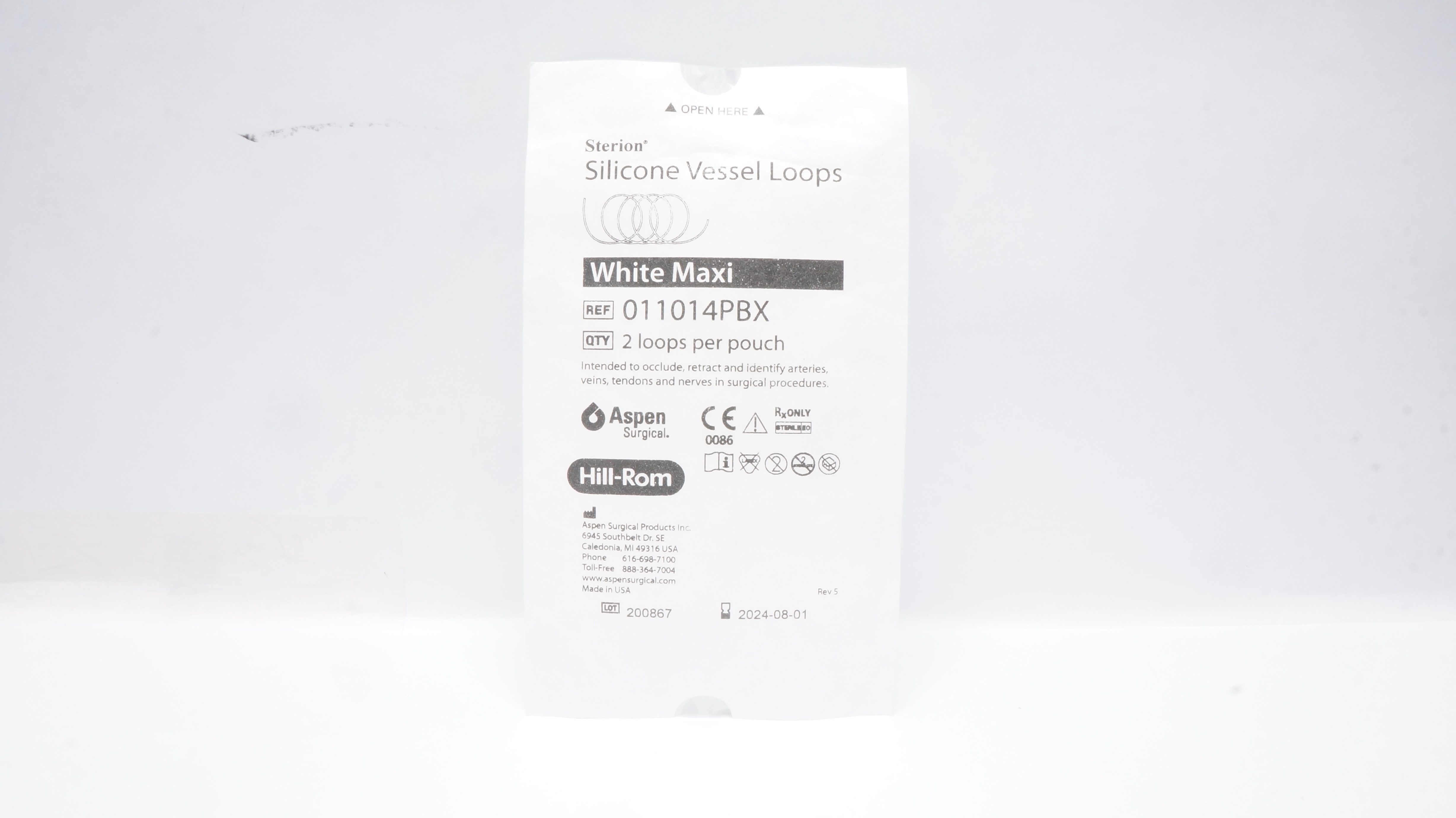 Aspen 011014PBX Hill-Rom Silicone Vessel Loops, White Maxi (x) - Pack of 2