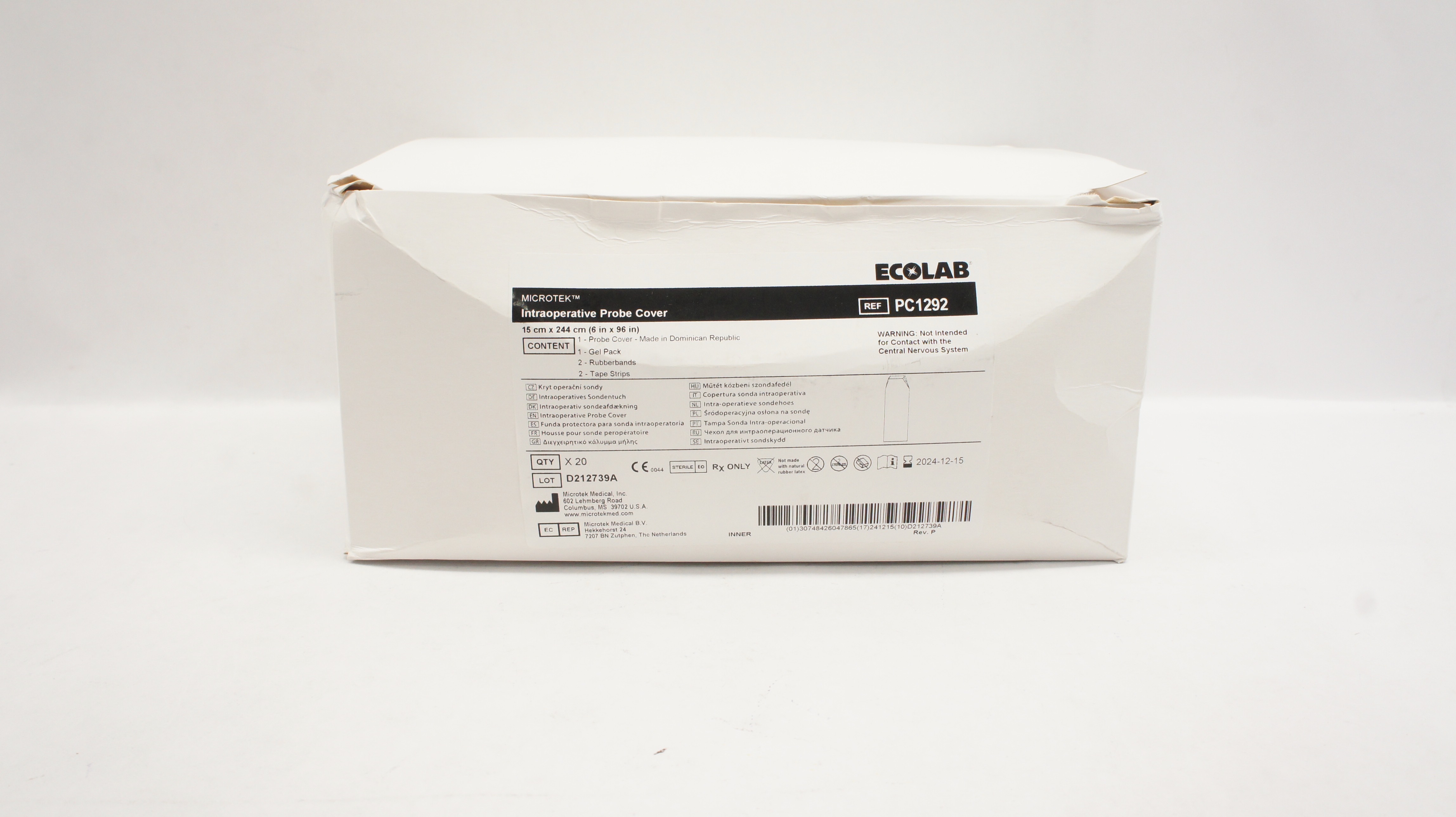 Microtek PC1292 Ecolab Intraoperative Probe Cover 6 inch x 96 inch - Box of 20