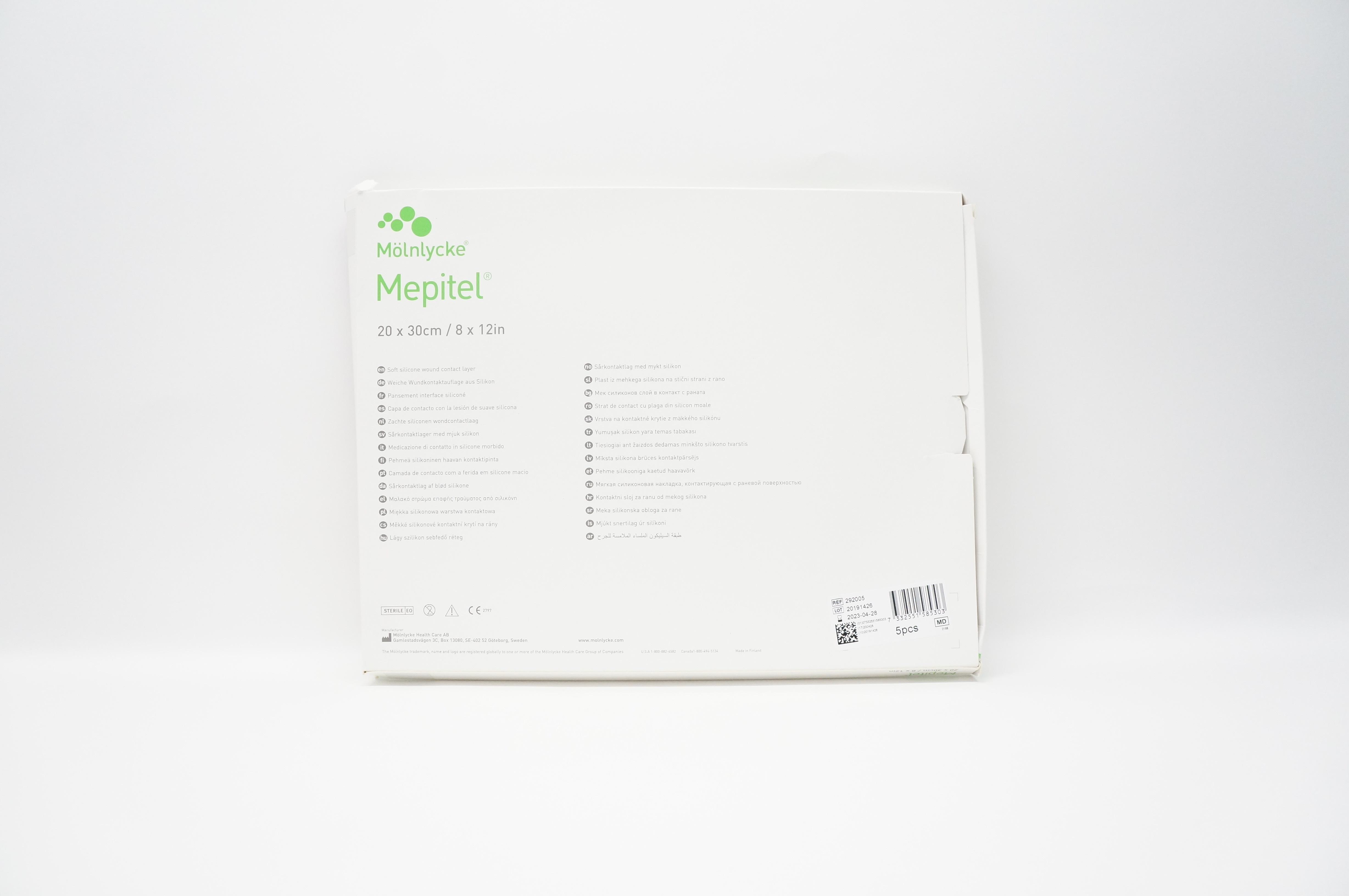 Mölnlycke 292005 Mepitel Soft Silicone Wound Contact Layer 20 x 30cm - Box of 5