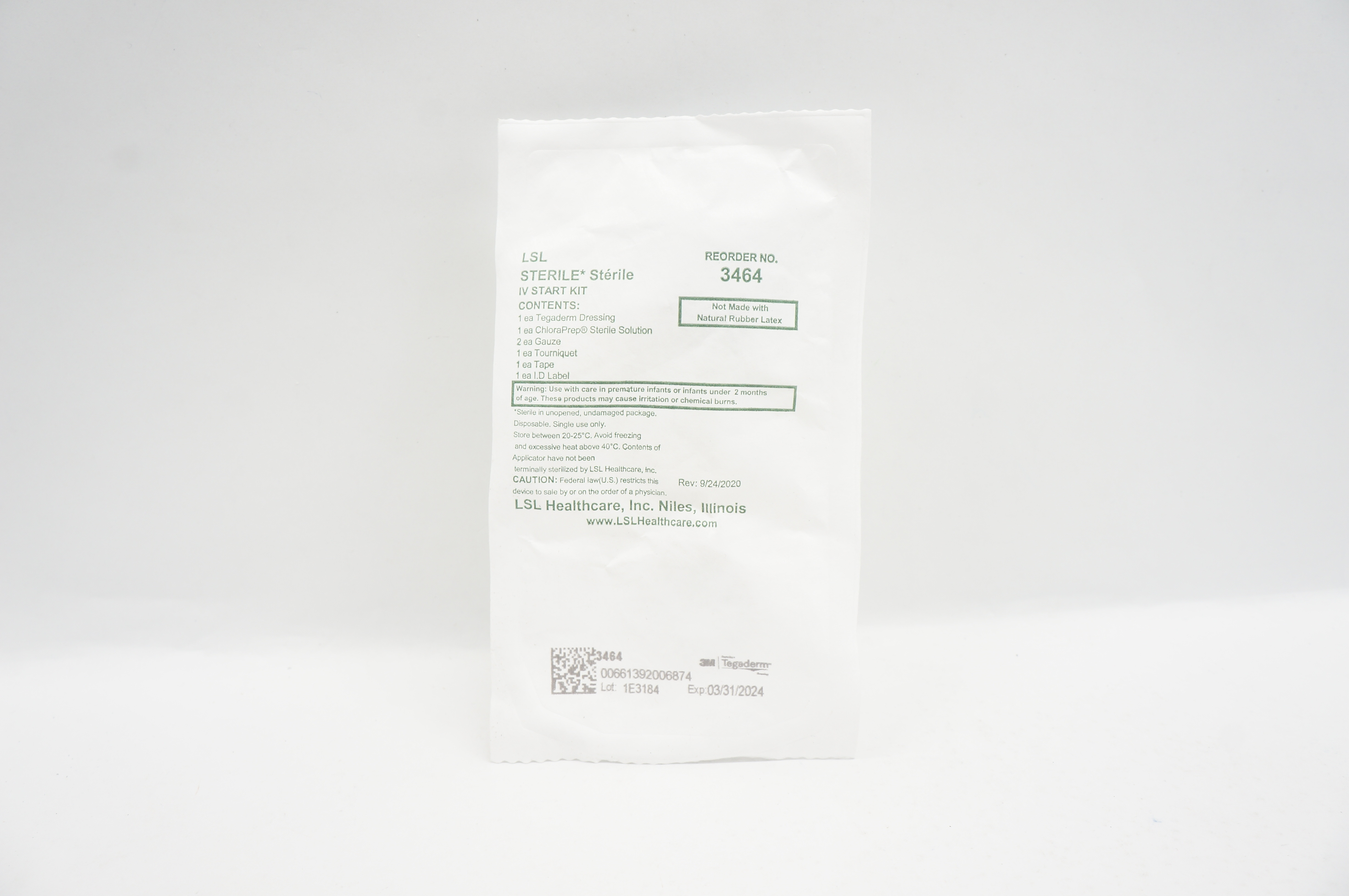 3M 3464 Tegaderm LSL Sterile IV Start Kit
