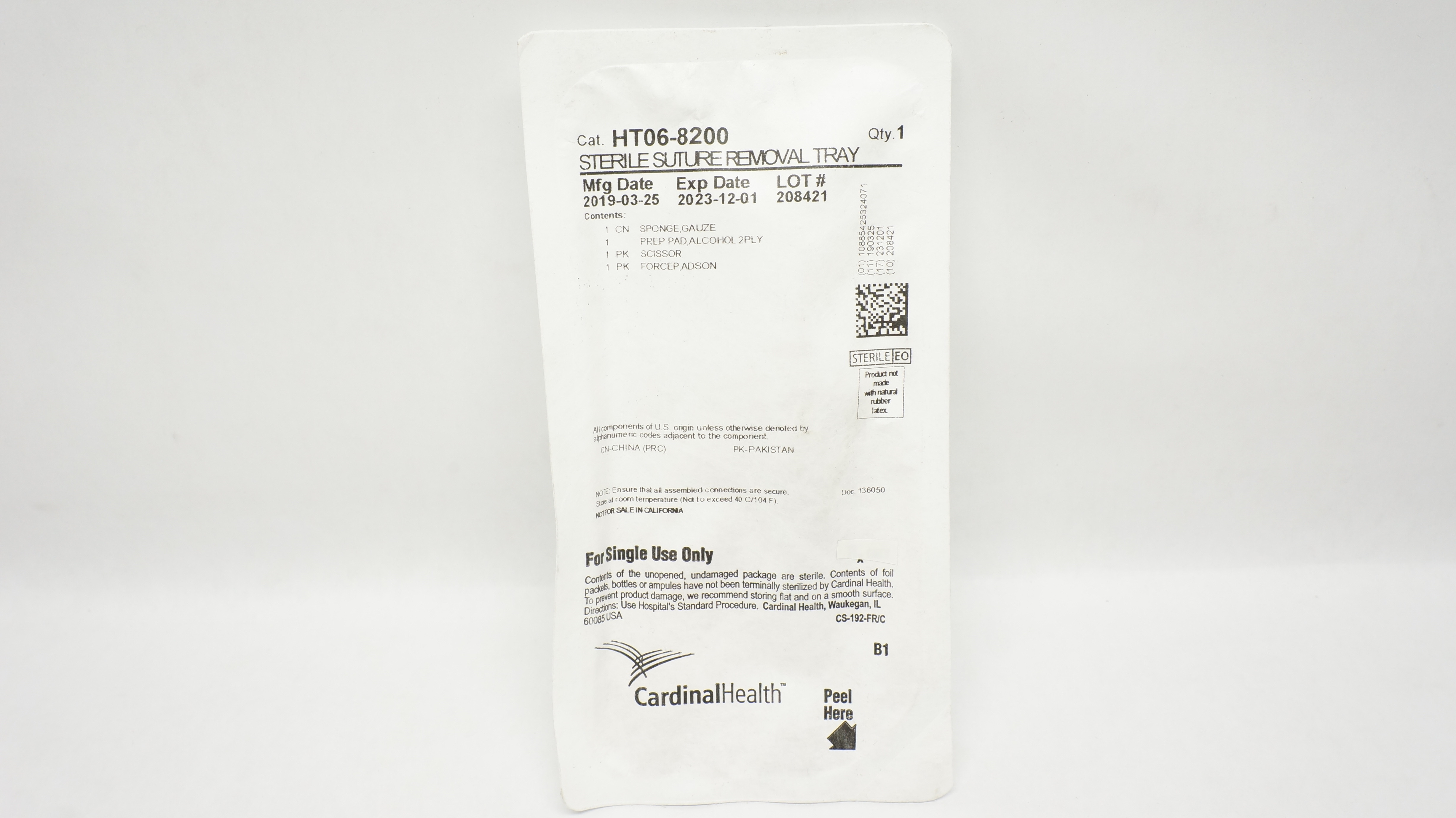 Cardinal Health HT06-8200 Sterile Stre Removal Tray