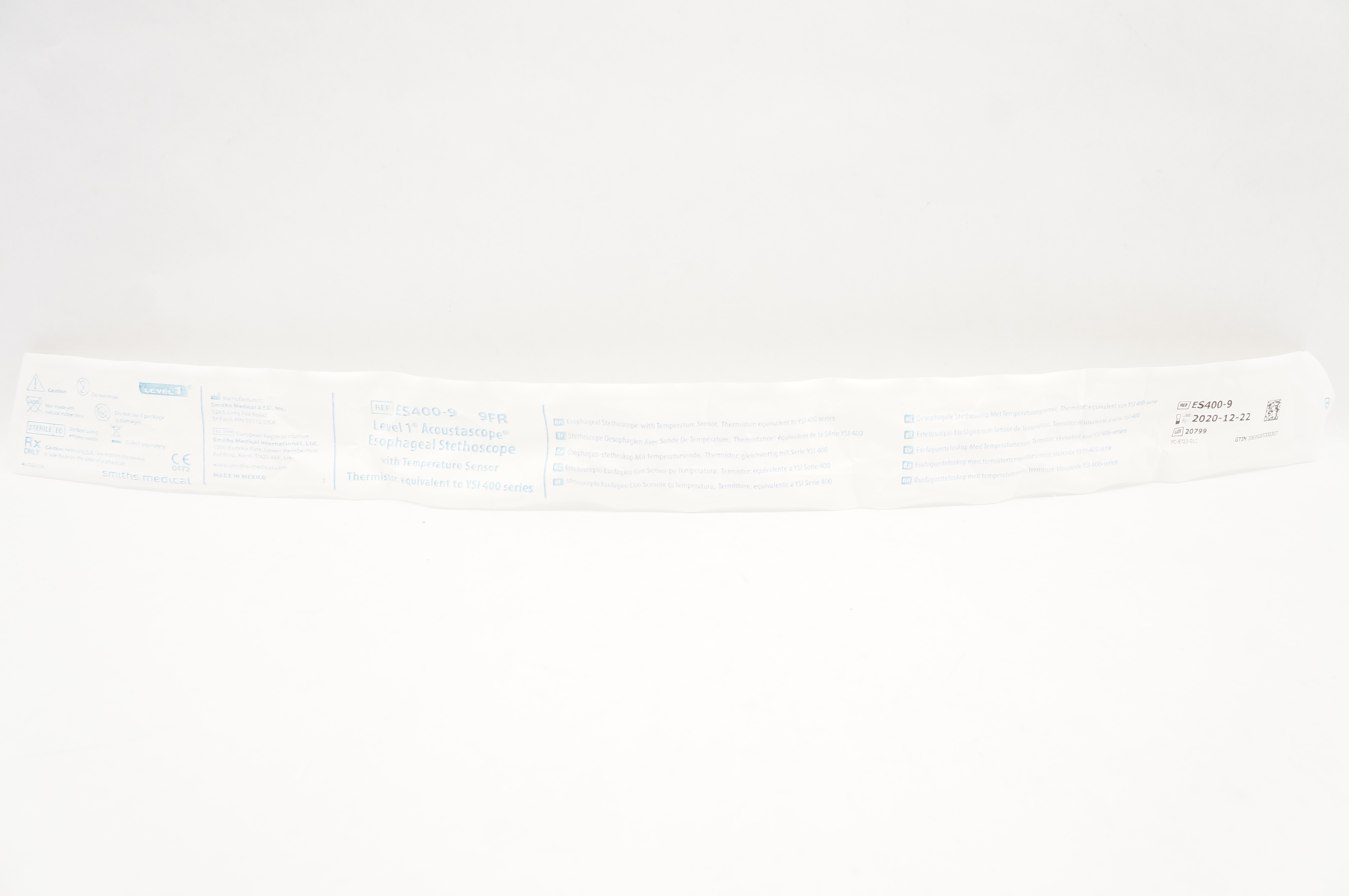 Smith Medical ES400-9 Level 1 Acoustascope Esophageal Stethoscope 9Fr (x)