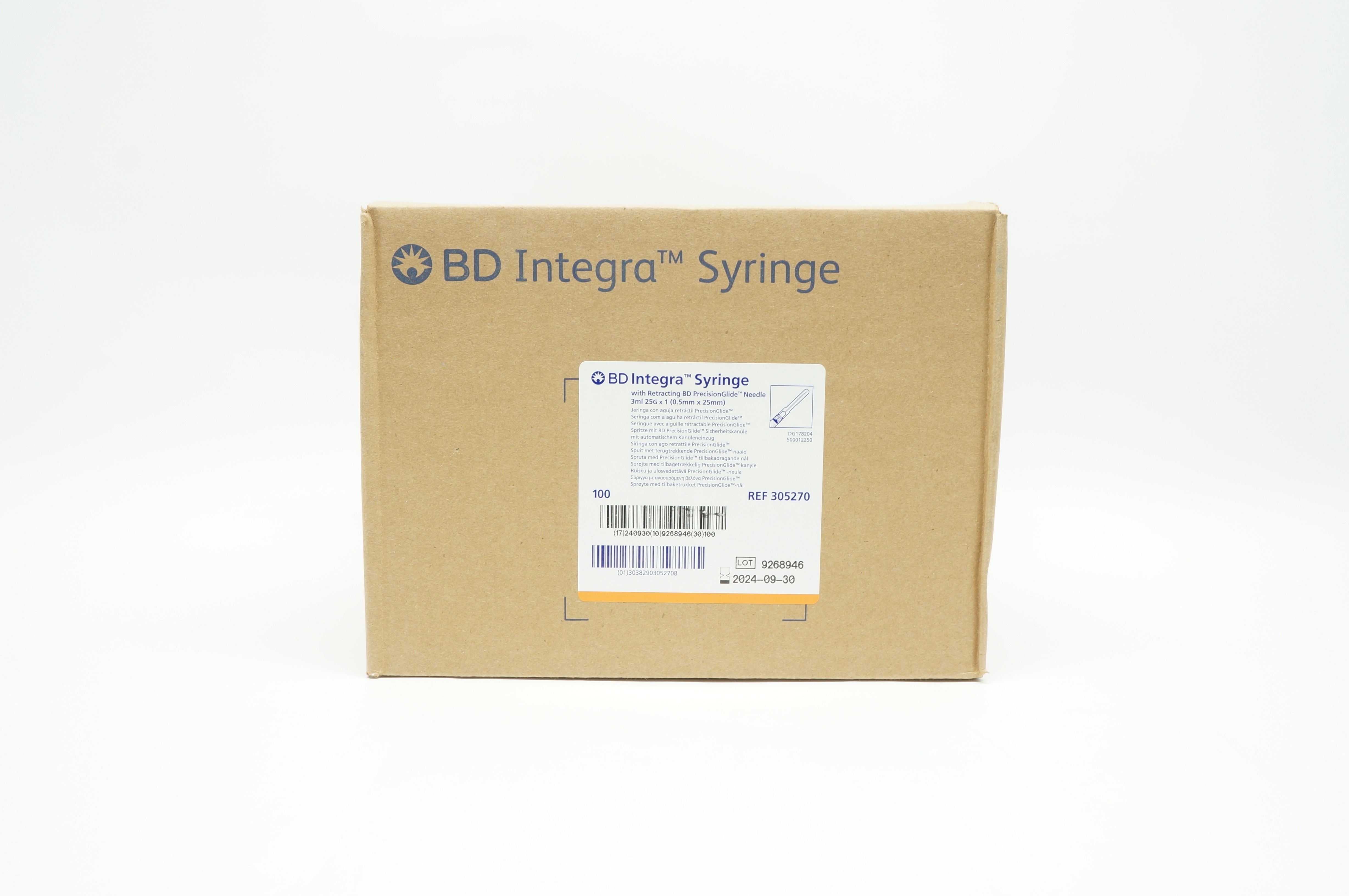 BD 305270 Integra Syringe w/Retracting Ndle 3ml 25G x 1 - Box of 100