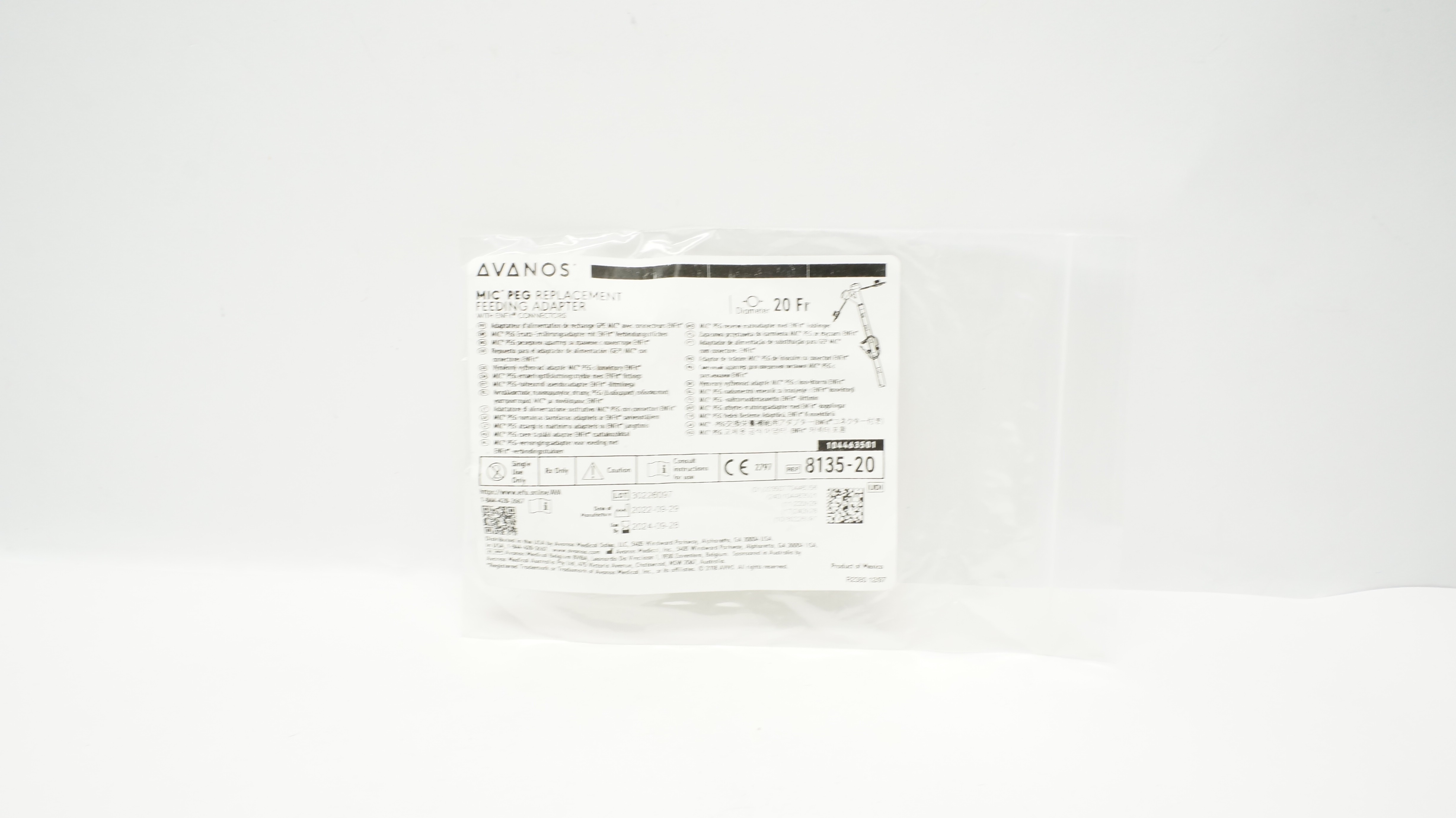 Avanos 8135-20 Mic Peg Replacement Feeding Adapter 20Fr (x)