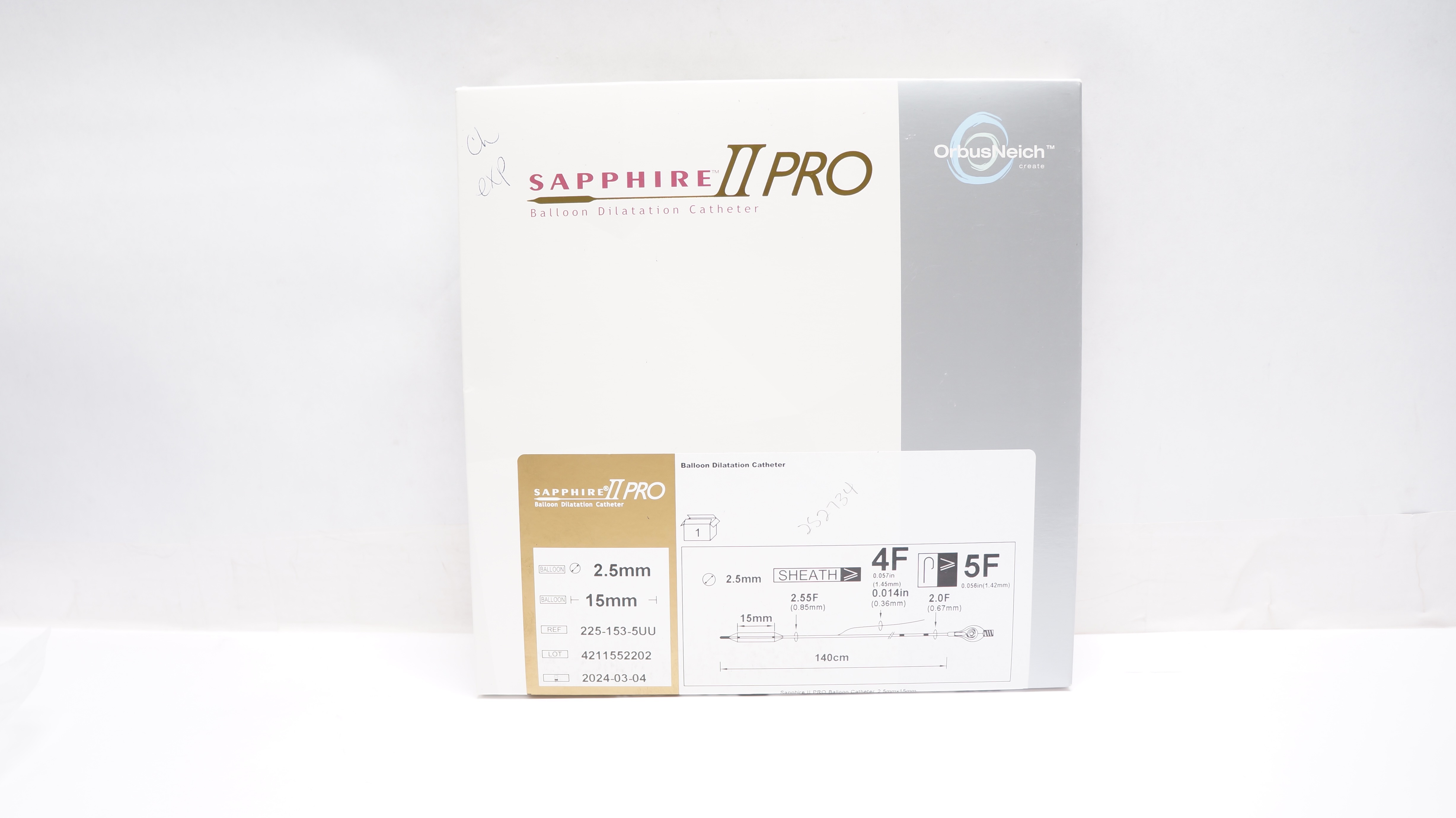 Orbus Neich  225-153-5UU Saphire II Pro Balloon Dilatation Cath. 4F. x 5F (x)