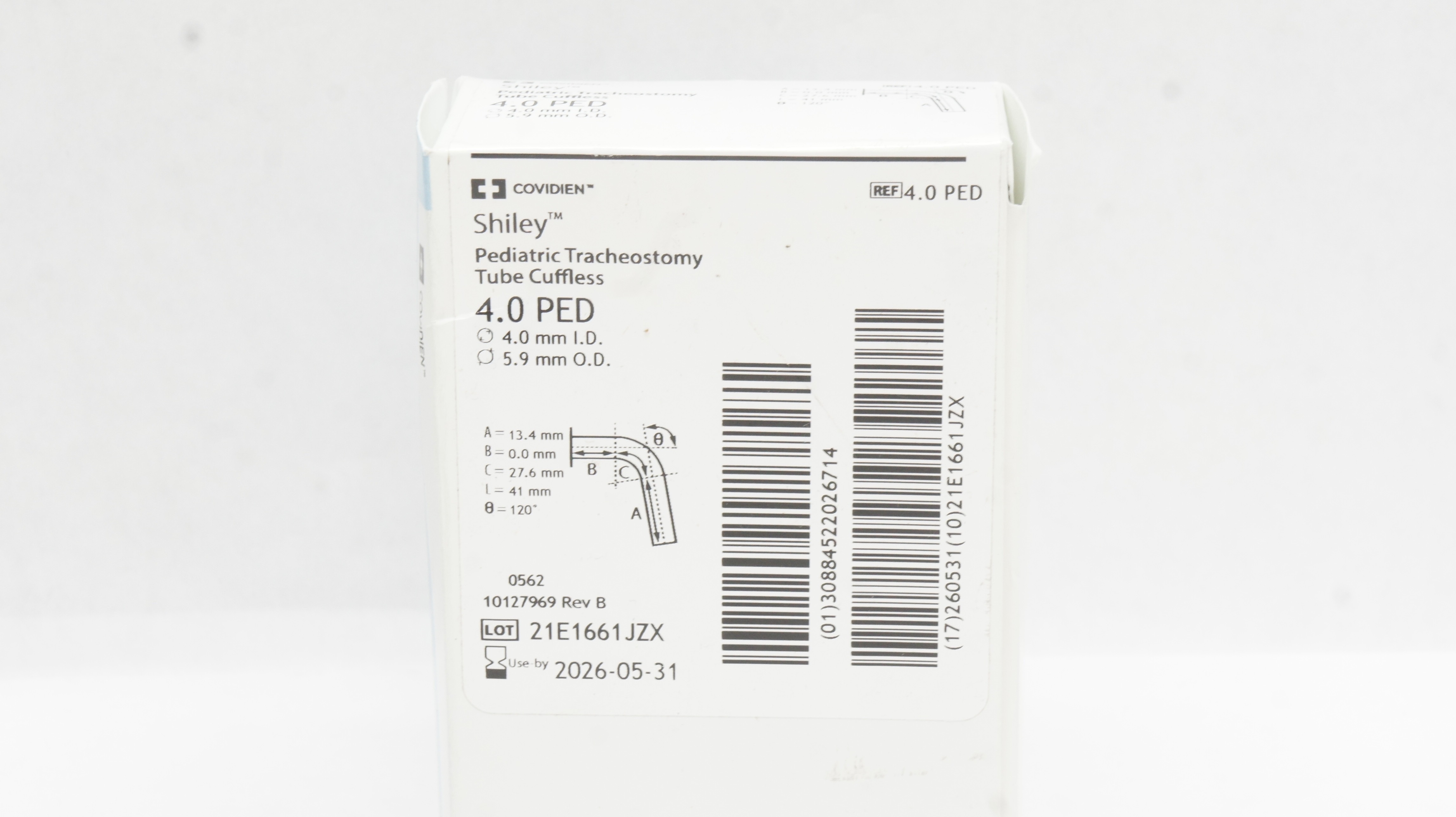 Covidien 4.0PED Shiley Pediatric Tracheostomy Tube Cuffless 4mm ID x 5.9mm OD