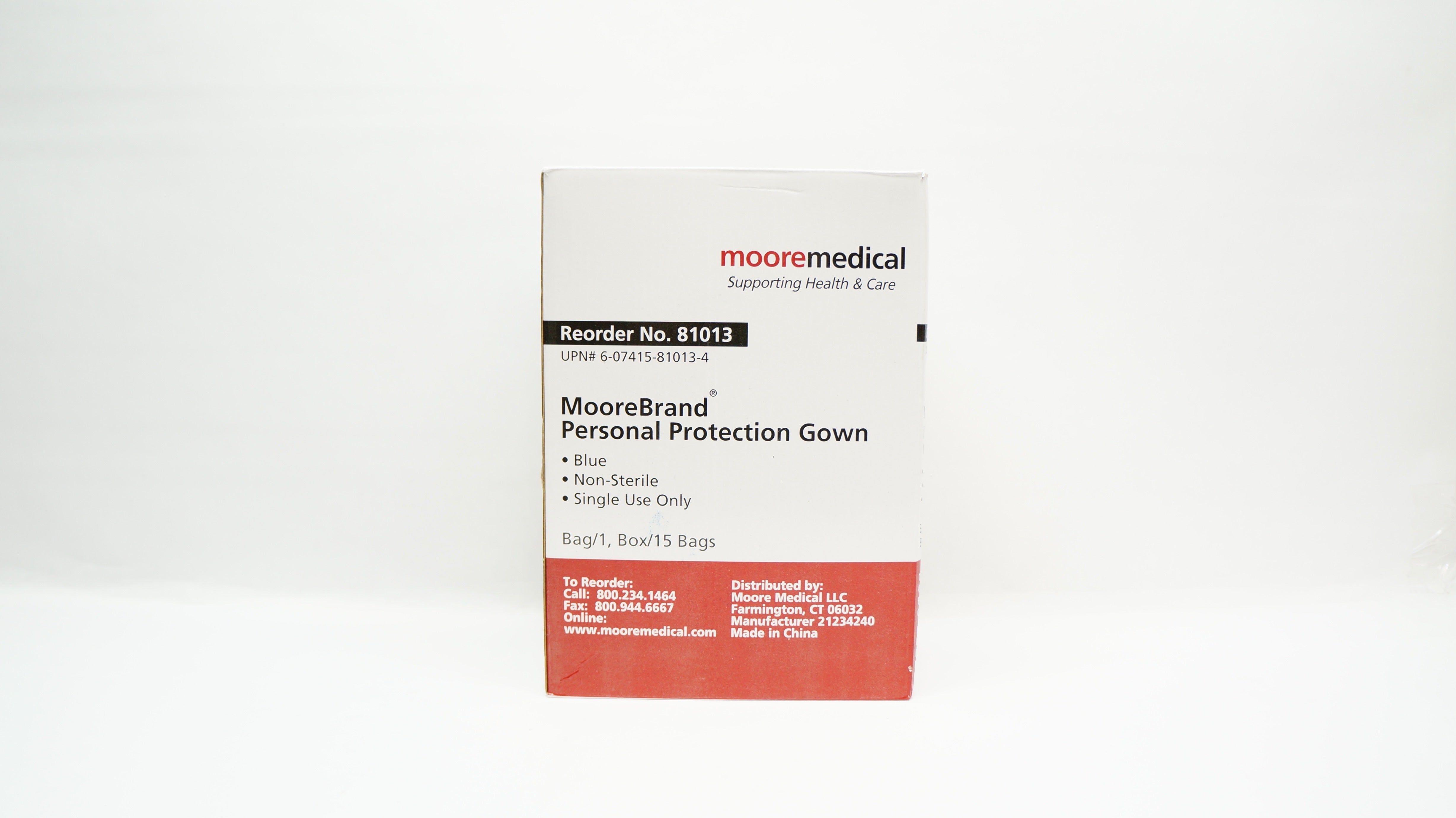 Mooremedical 81013 MooreBrand Personal Protective Gown Blue - Box of 15