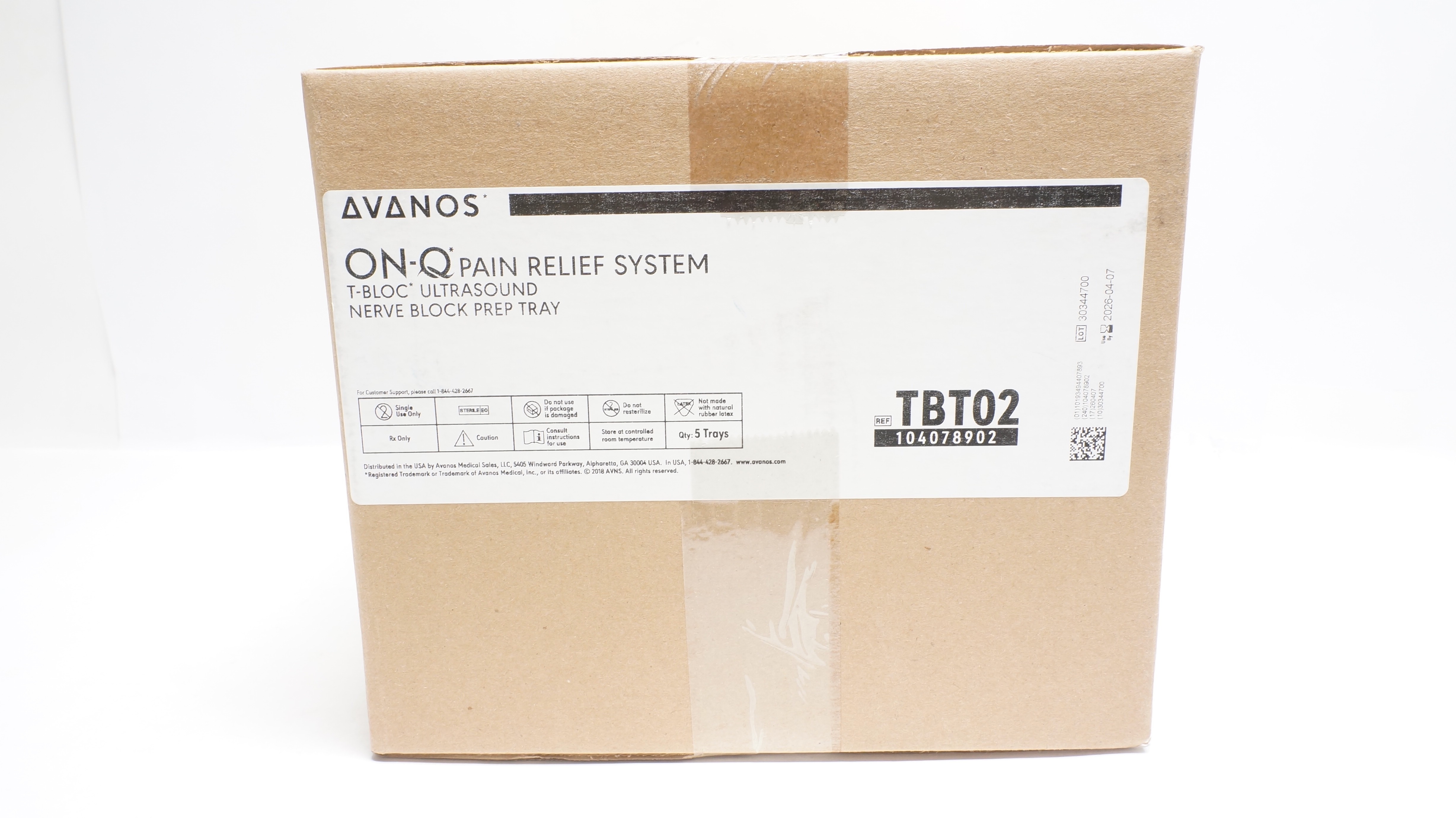 Avanos TBT02 ON-Q Pain Relief System, Ultrasound Nerve Block Prep Tray -Box of 5