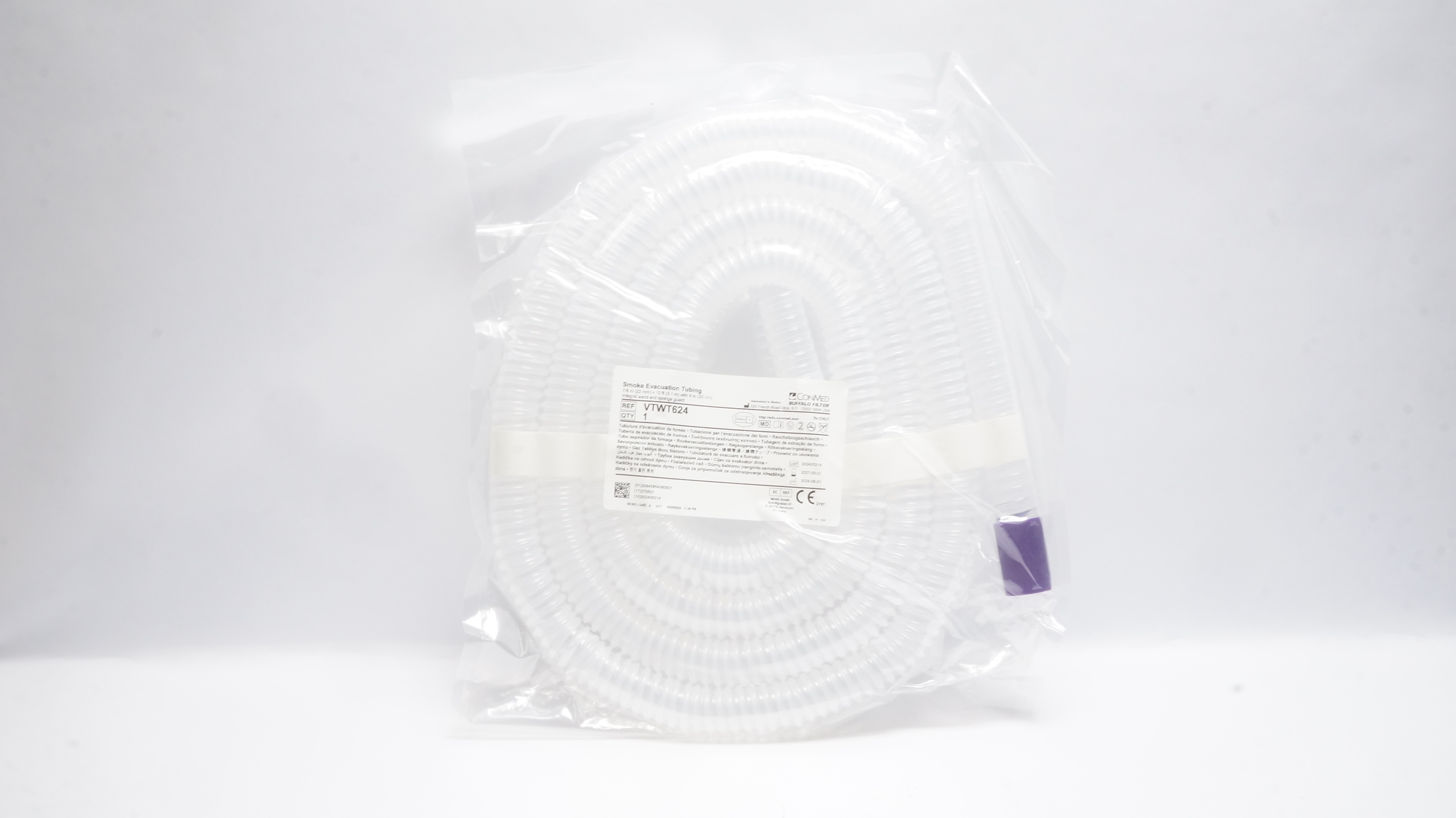Conmed VTWT624 Buffalo FilterSmoke Evacuation Tubing 7/8inch x 10Ft