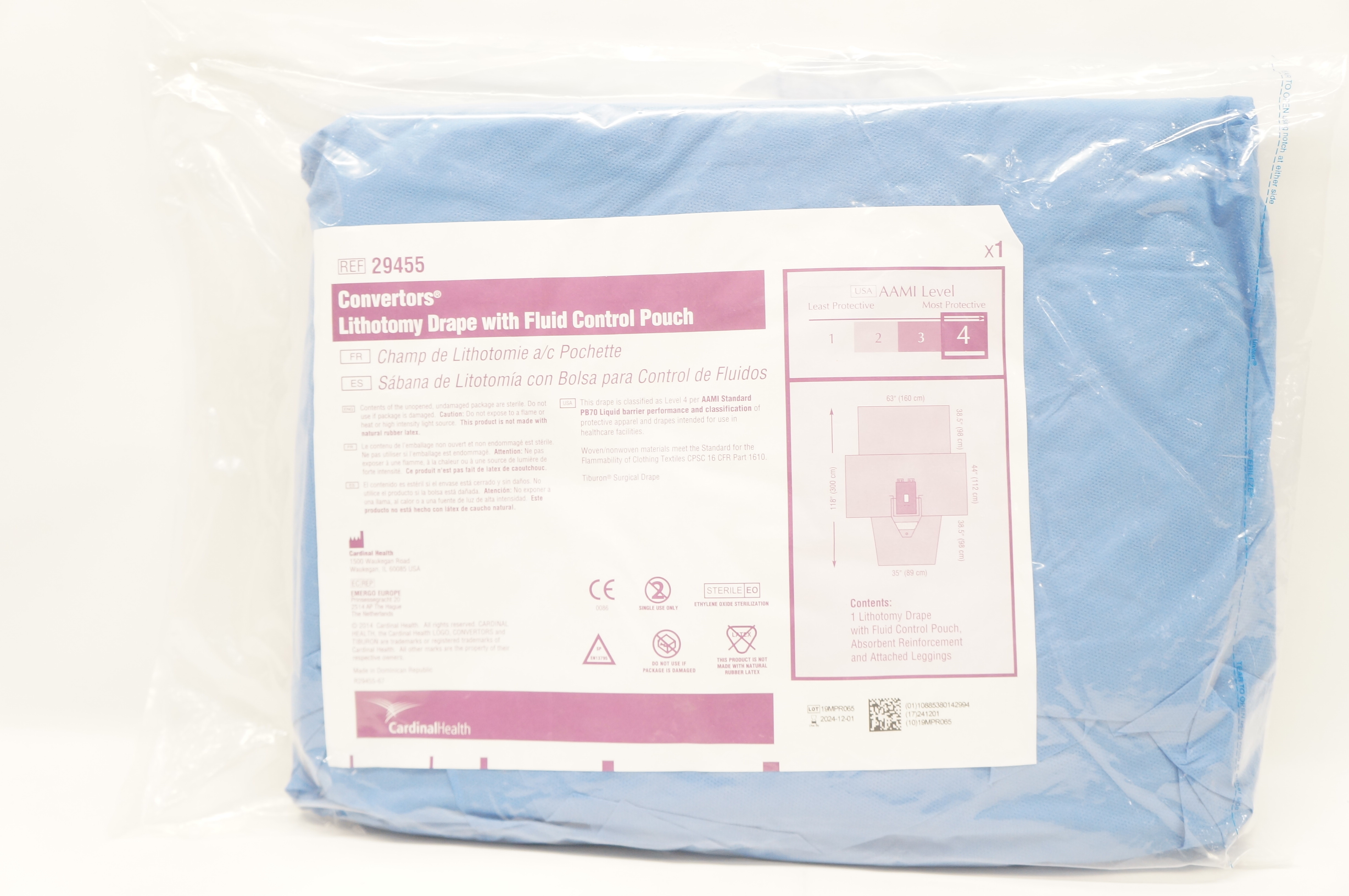 Cardinal Health 29455 Convertors Lithotomy Drape AAMI Level 4 63inch x 118inch