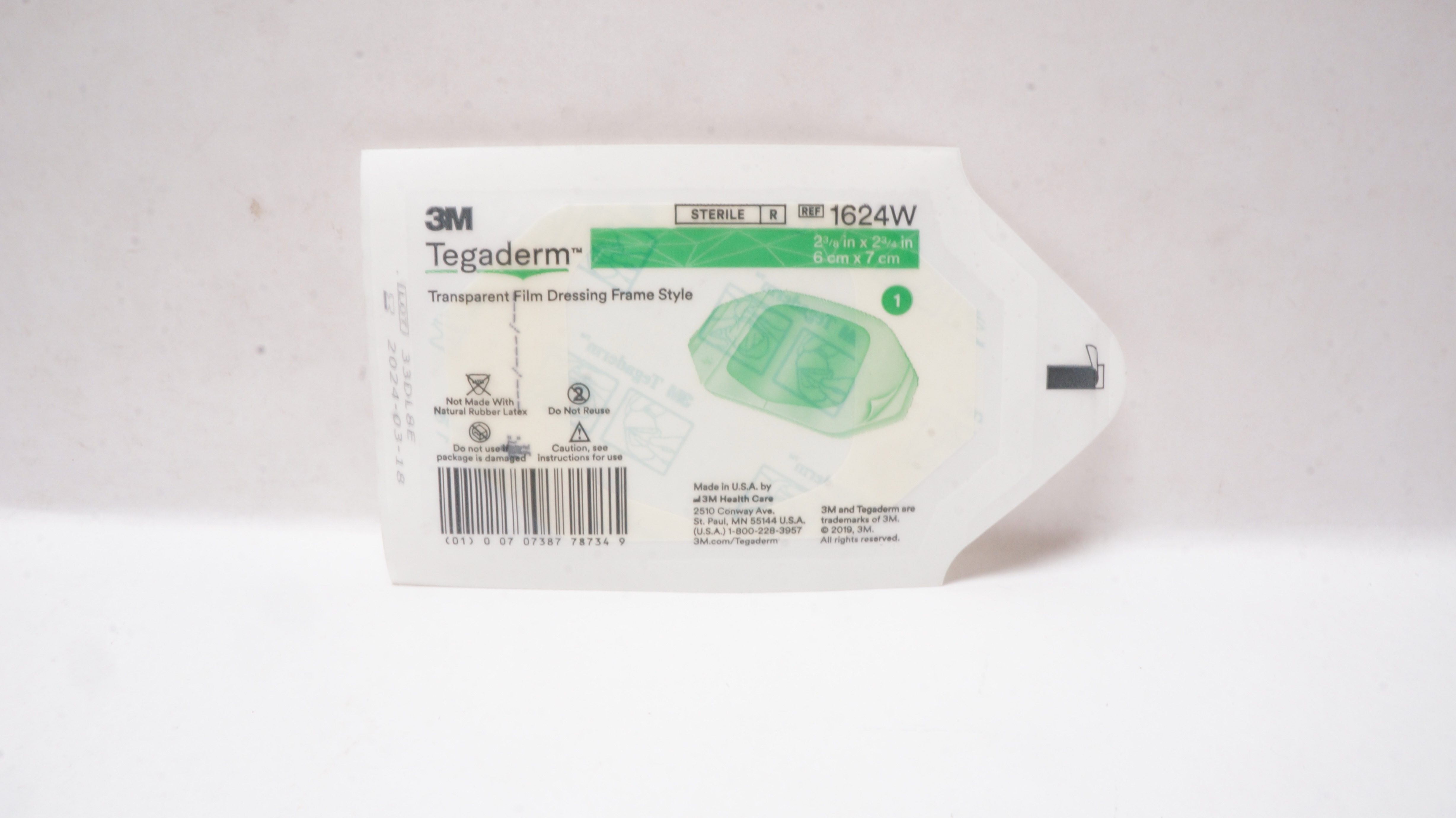 3M 1624W Tegaderm Transparent Film Dressing Frame 2-3/8inch x 2-3/4inch