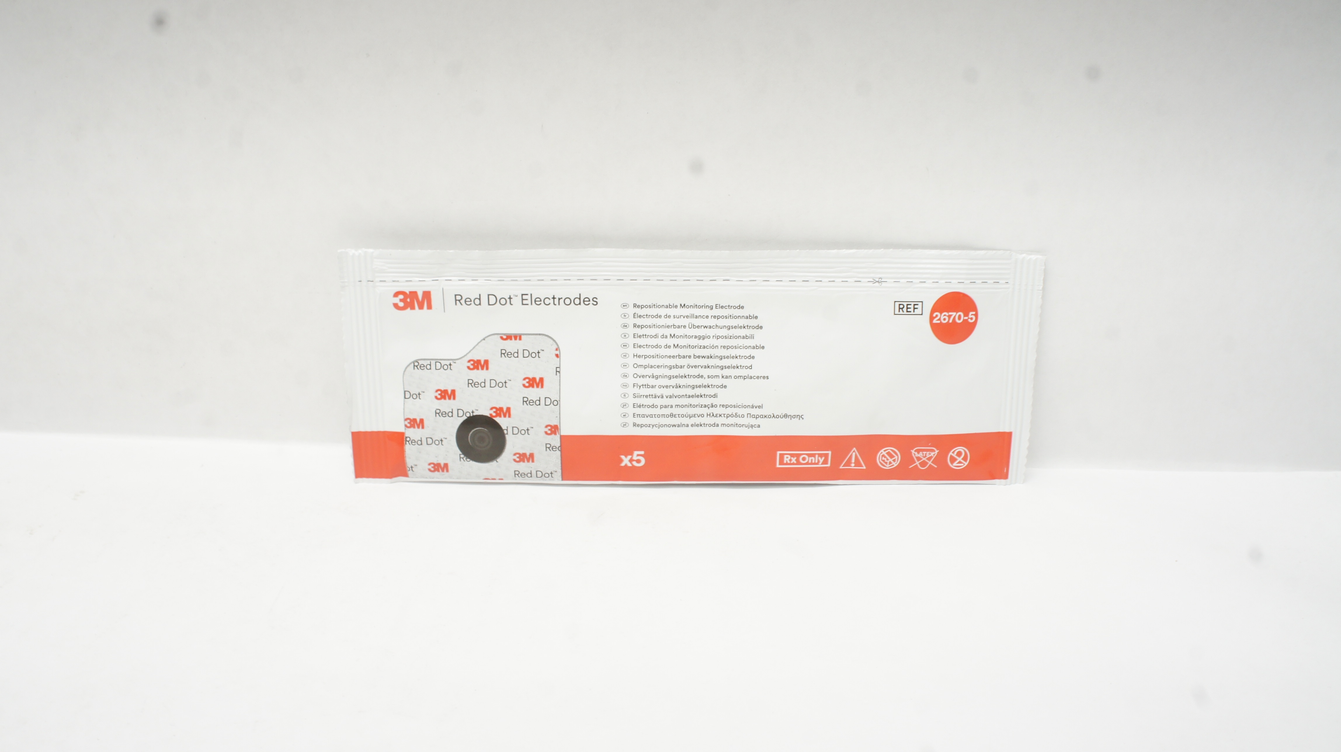 3M 2670-5 Red Dot Electrodes Repositionable Monitoring Electrode (x) - Pack of 5