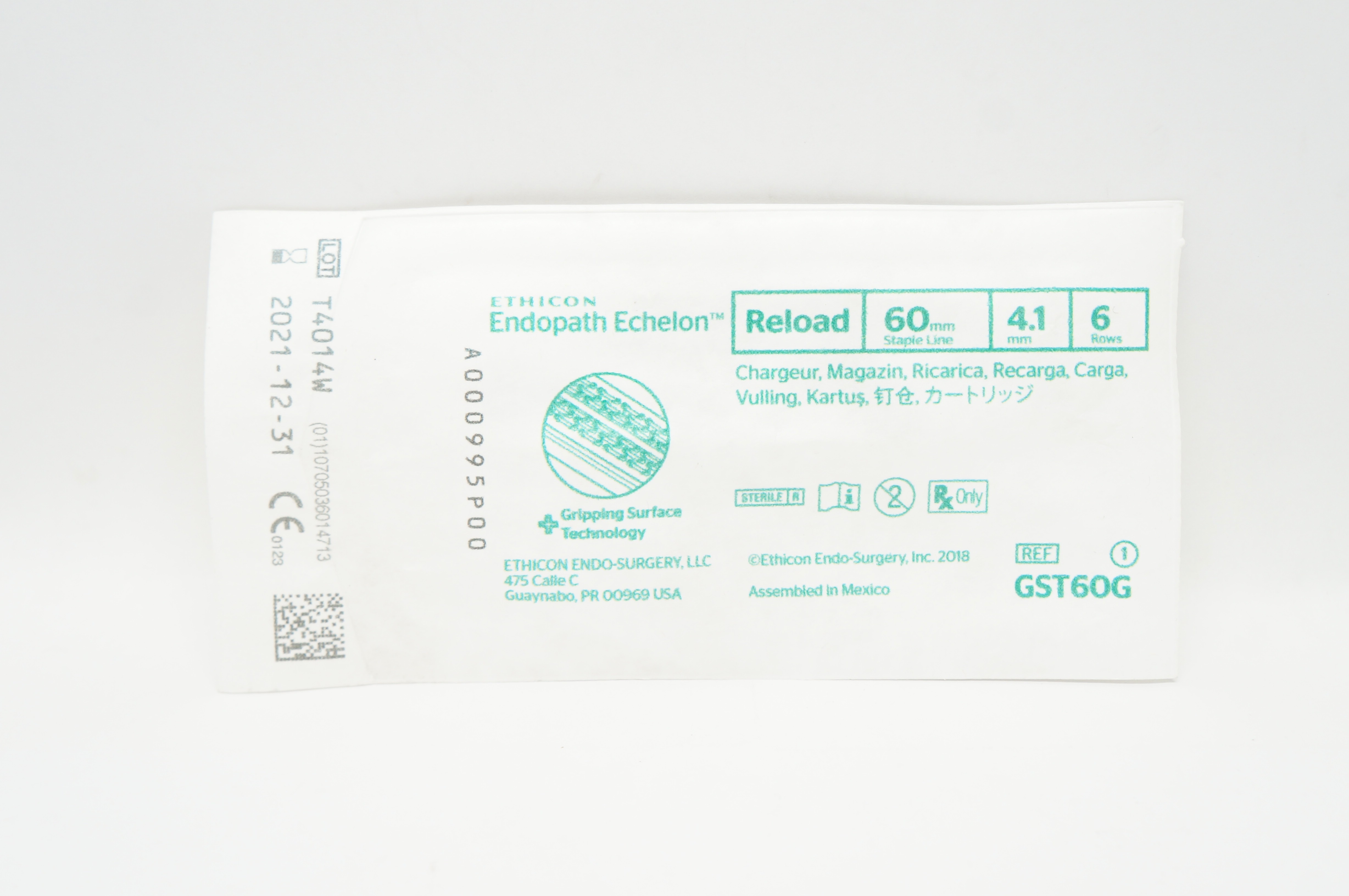 Ethicon GST60G Endopath Echelon Reload 60 mm Staple Line 4.1 mm 6 Rows (x)