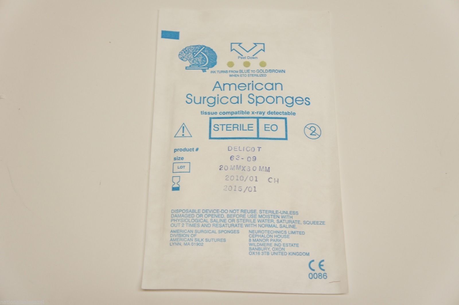 63-09 ~ American Surgical Sponges Tissue Comp X-Ray 20mm x 30mm (x) ~ Lot of 7