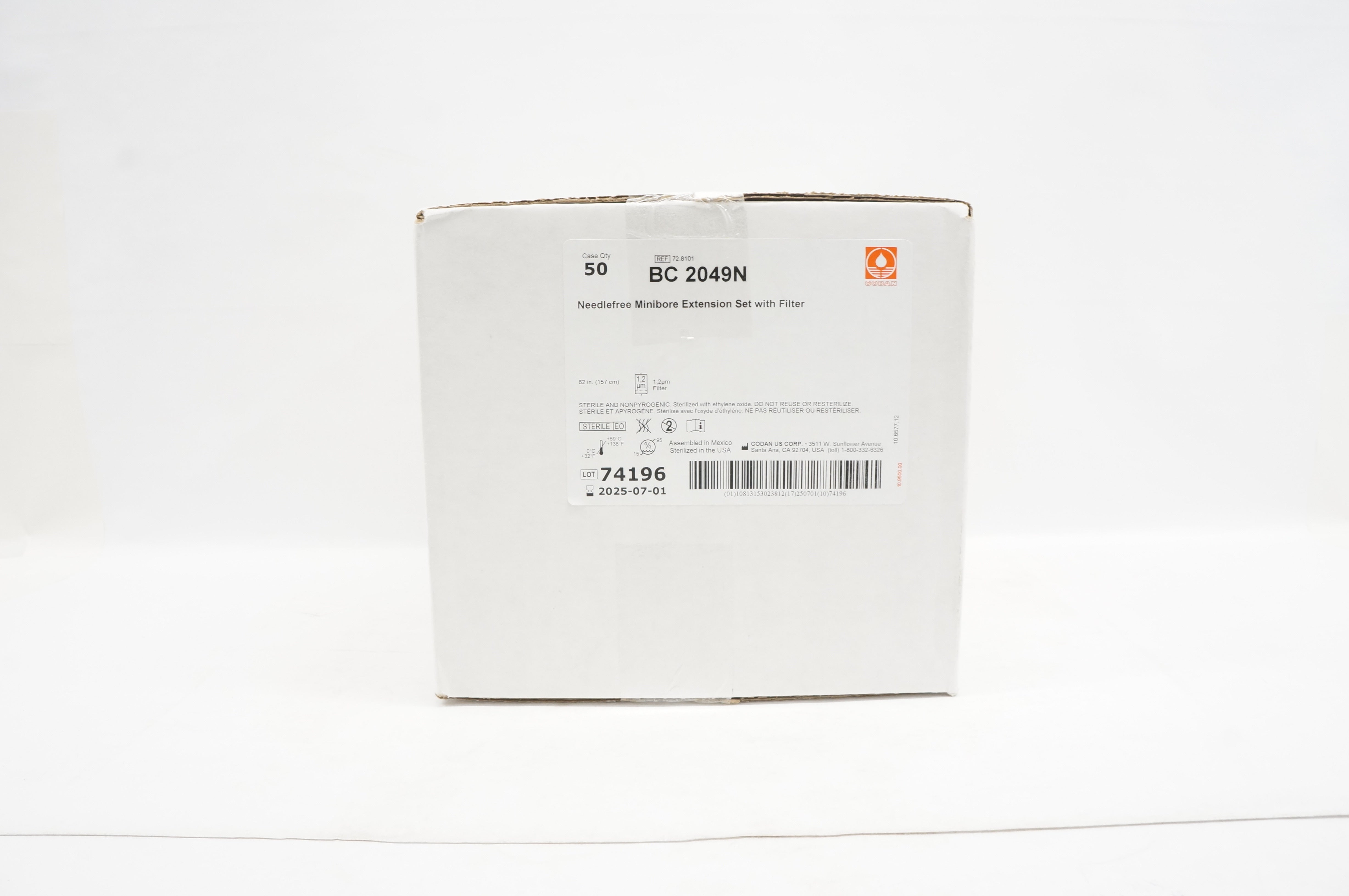 Codan 72.8101 Needlefree Minibore Extension Set with Filter - Box of 50