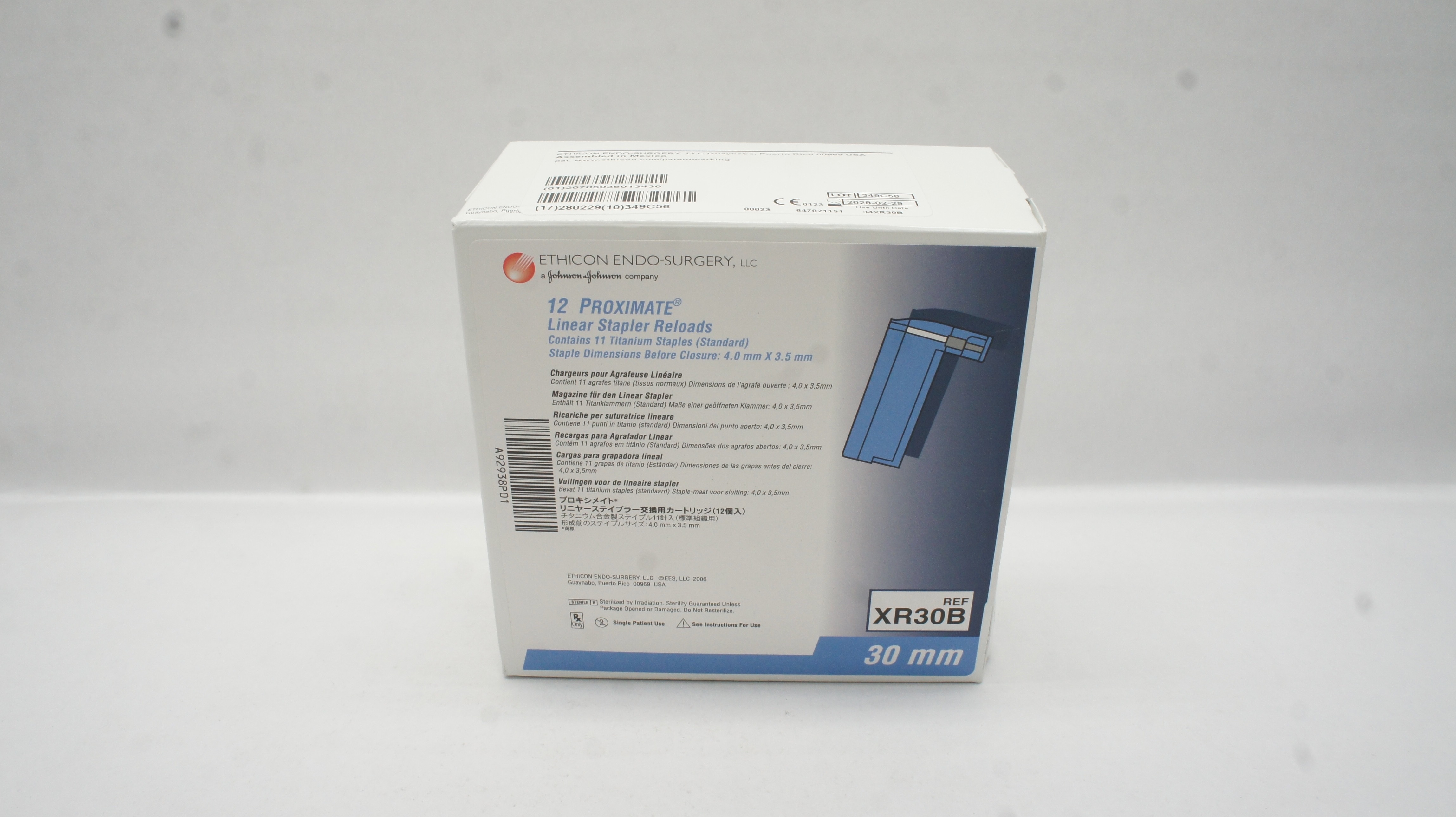 Ethicon XR30B 1 Stapler Reload 11 Titanium 30mm 4.0 x 3.5mm - Box of 12