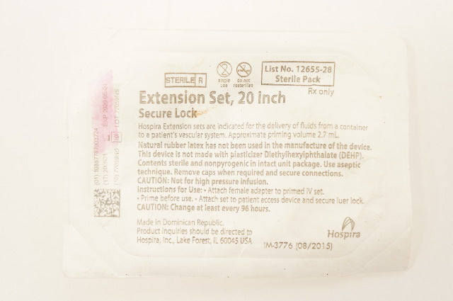 Hospira 12655-28 Extension Set Secure Lock 20inch (x)