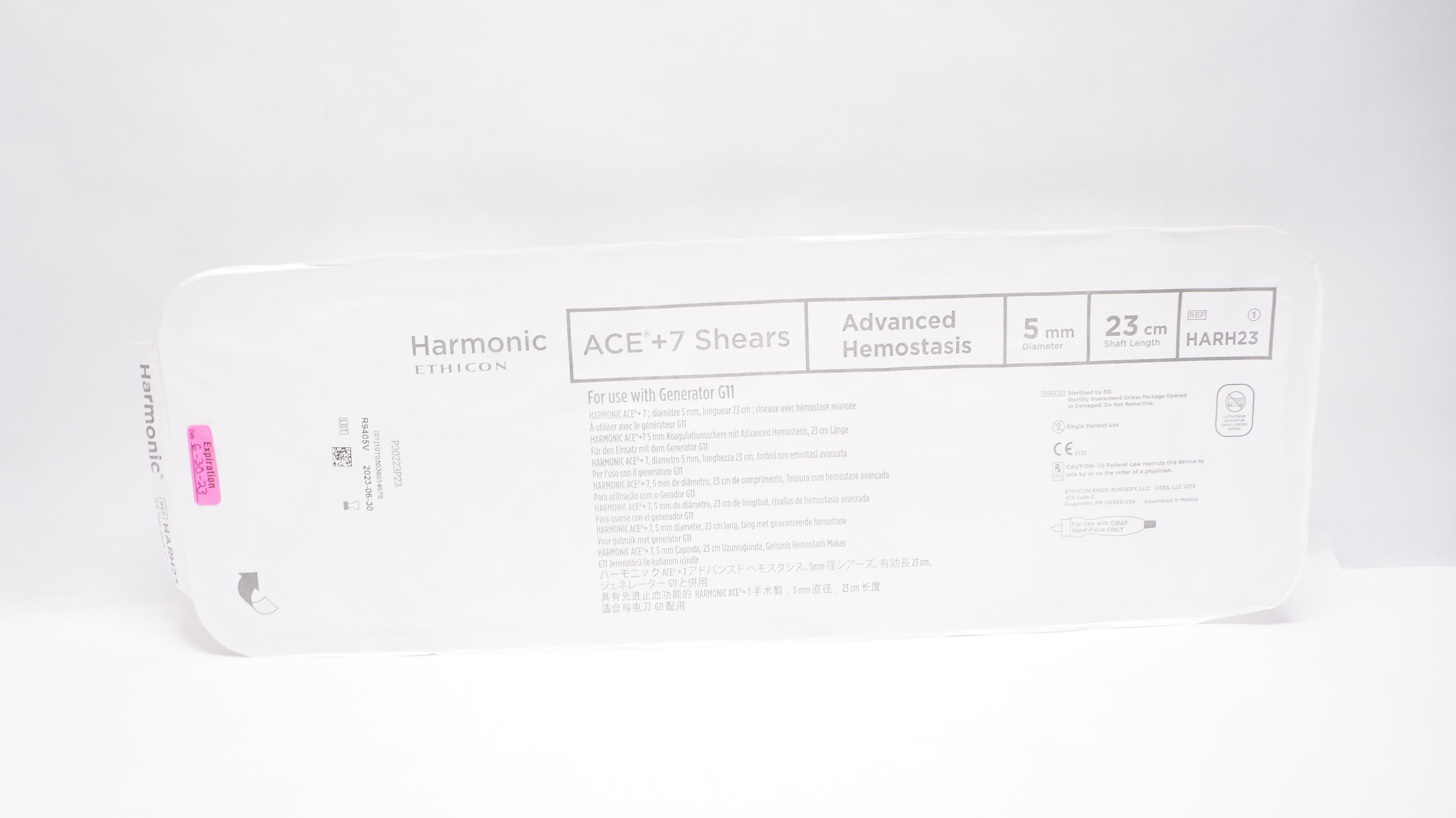 Ethicon HARH23 Harmonic ACE+7 Shears with Advanced Hemostasis 5mm x 23cm (x)