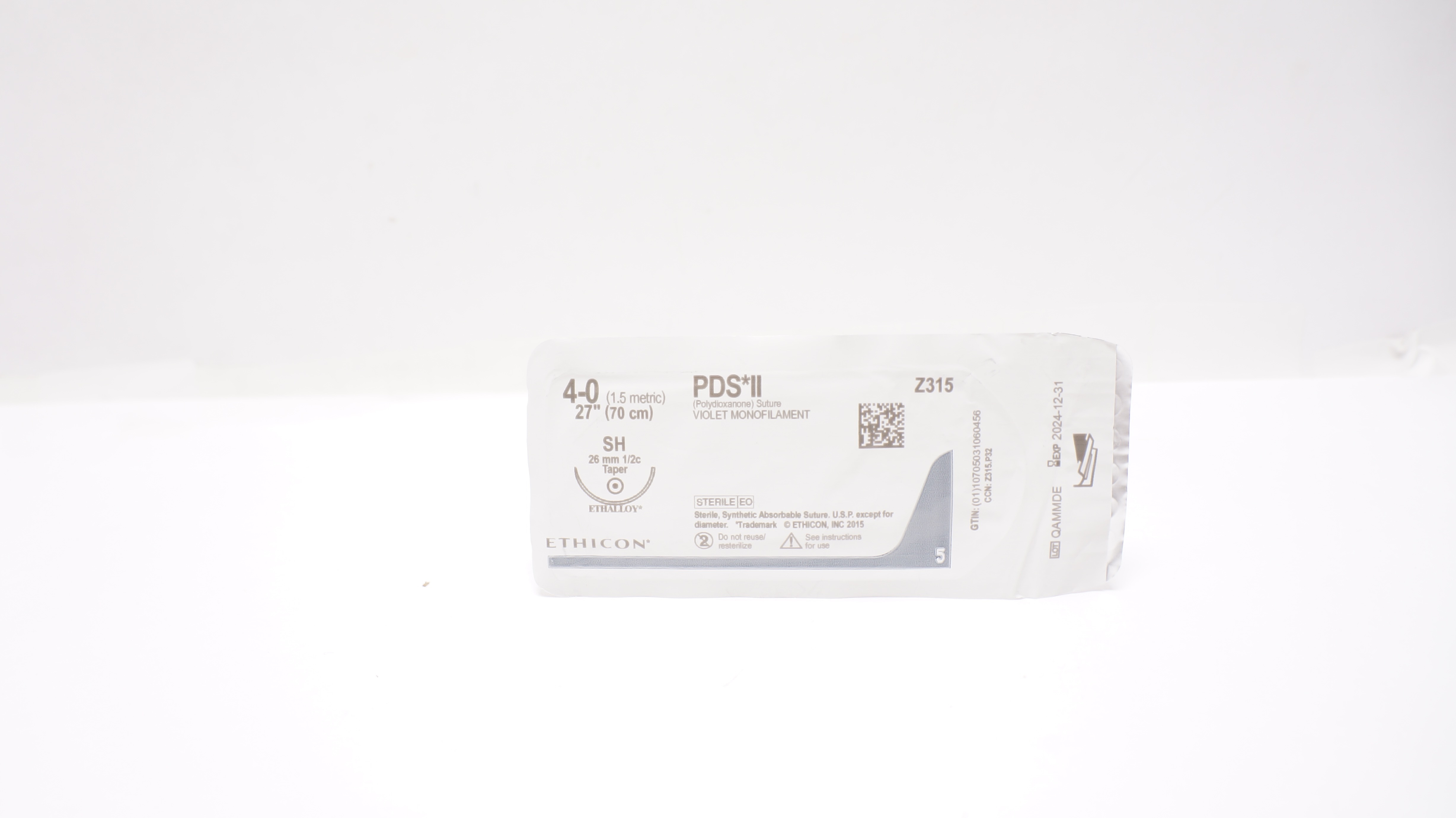 Ethicon Z315 4-0 PDS II Polydioxanone Stre SH 26mm 1/2c Taper, 27inch