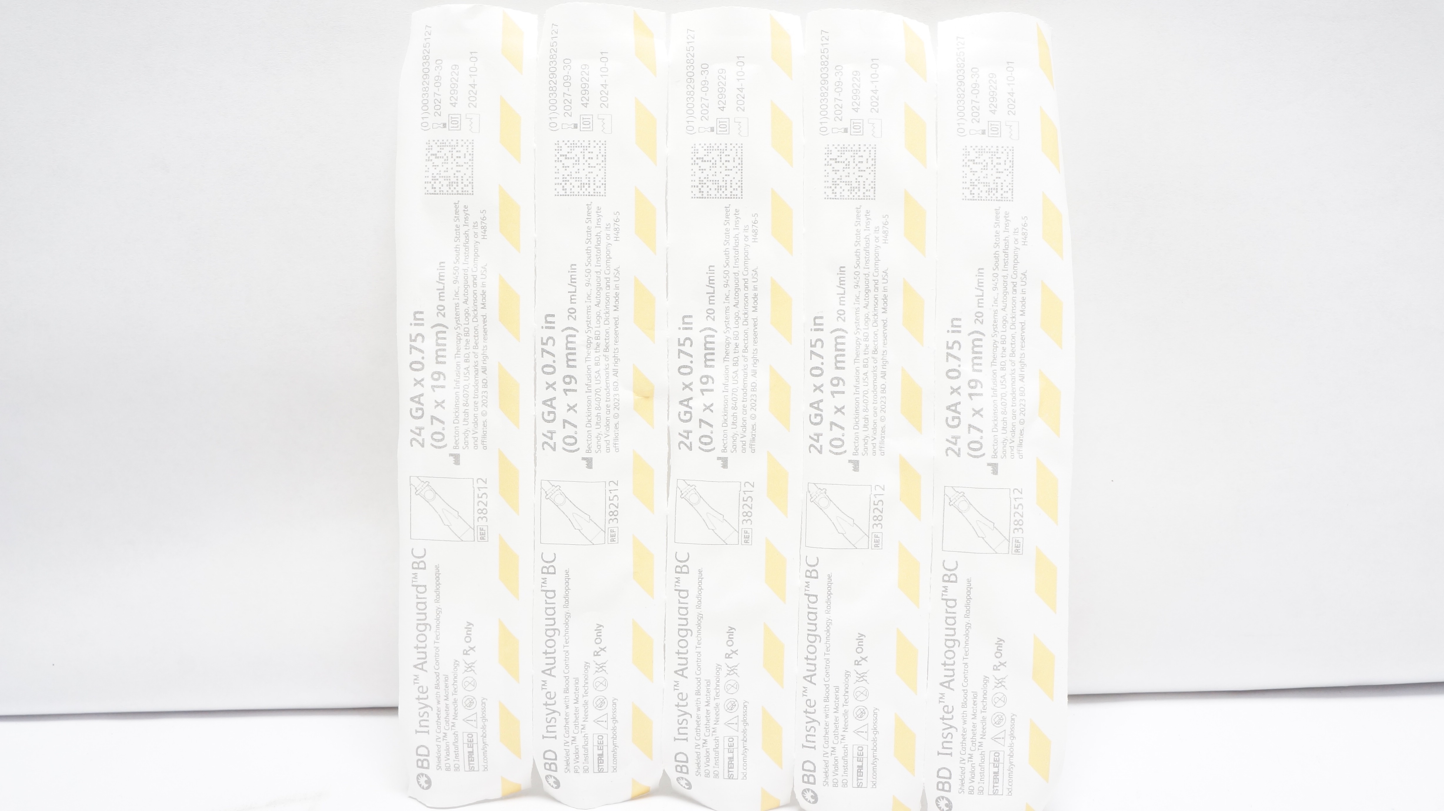 BD 382512 Insyte Autoguard BC Shielded IV Cath. 24GA x 0.75in 20mL/min -Lot of 5