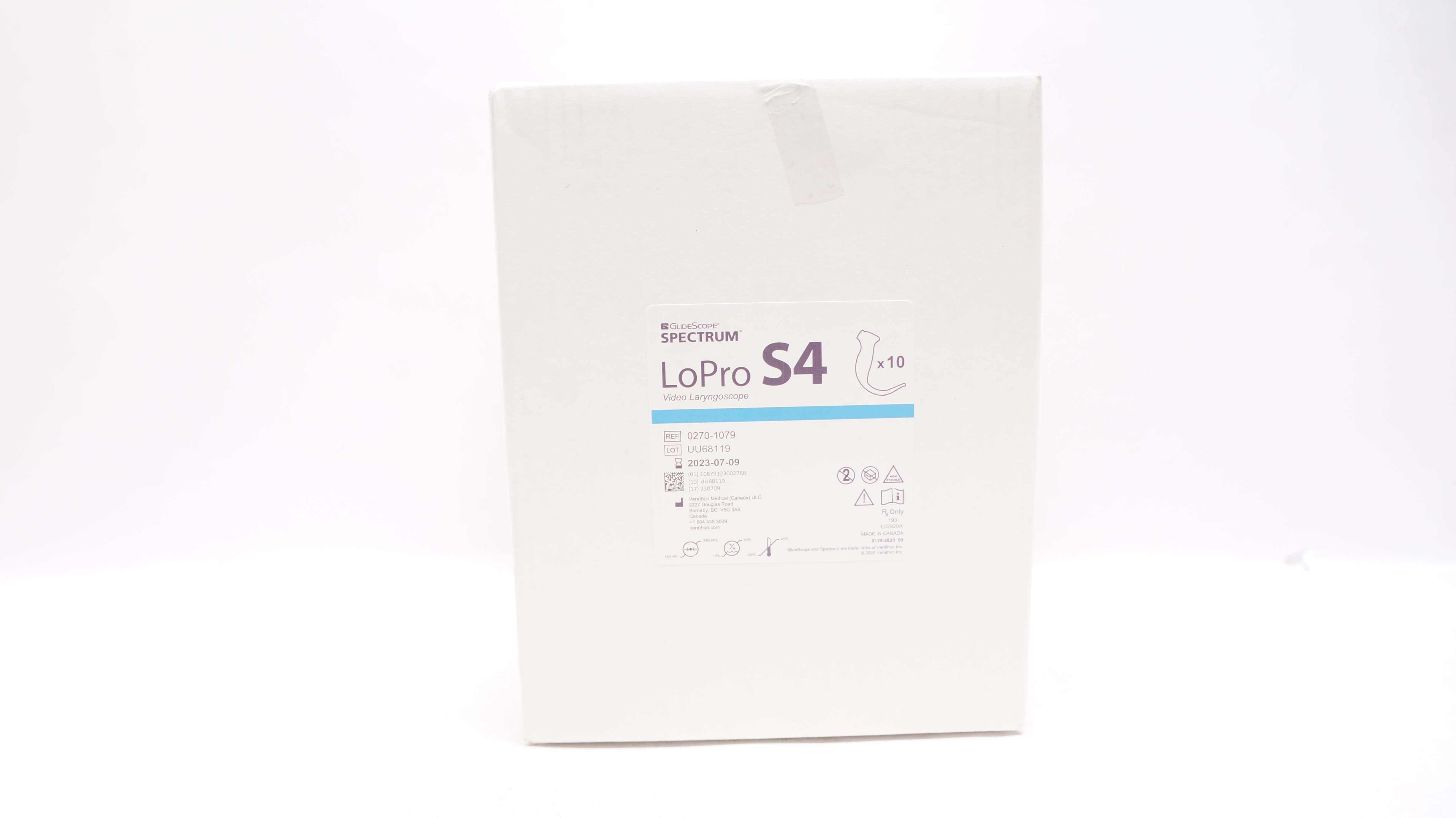 Verathon 0270-1079 GlideScope Spectrum LoPro S4 (x) - Box of 10